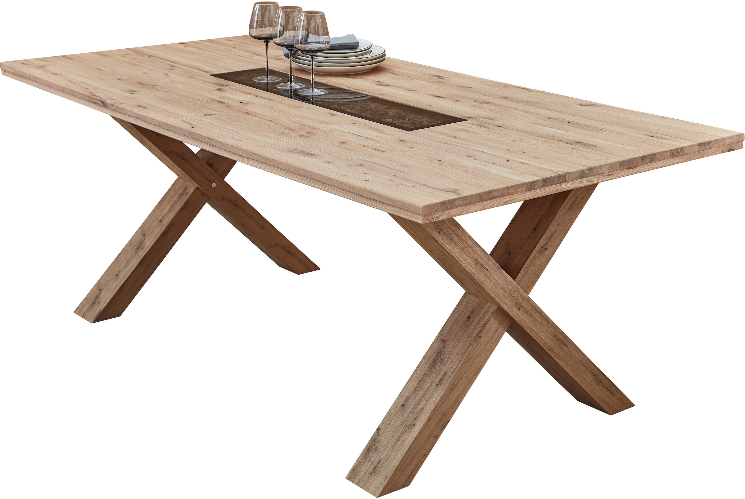 Innostyle Esstisch »Donna Esstisch, 200x78x100 (BxHxT)« 1 Stk. tlg. Massivholz, Absetzung Echtkork gerundet