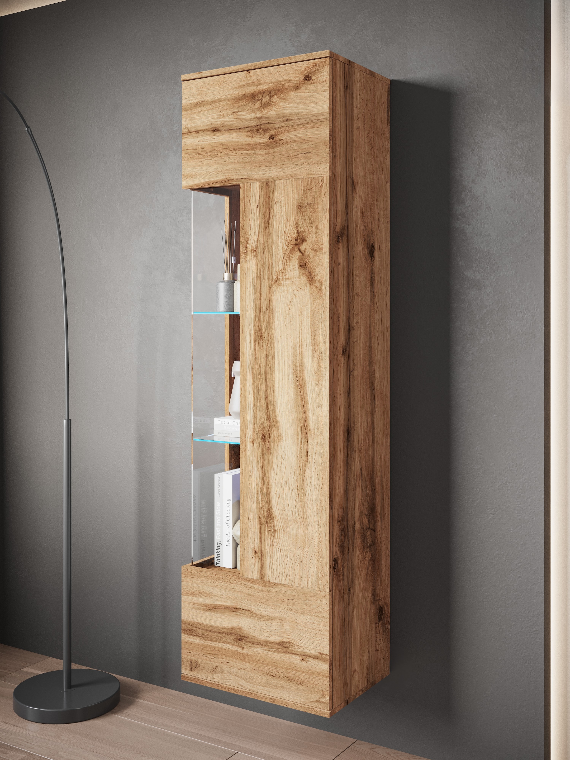 INOSIGN Vitrine »Kenia, stehend und hängend, Türanschlag wechselbar«, (1 St.), Vitrineschrank mit Glastüren 160 cm Höhe