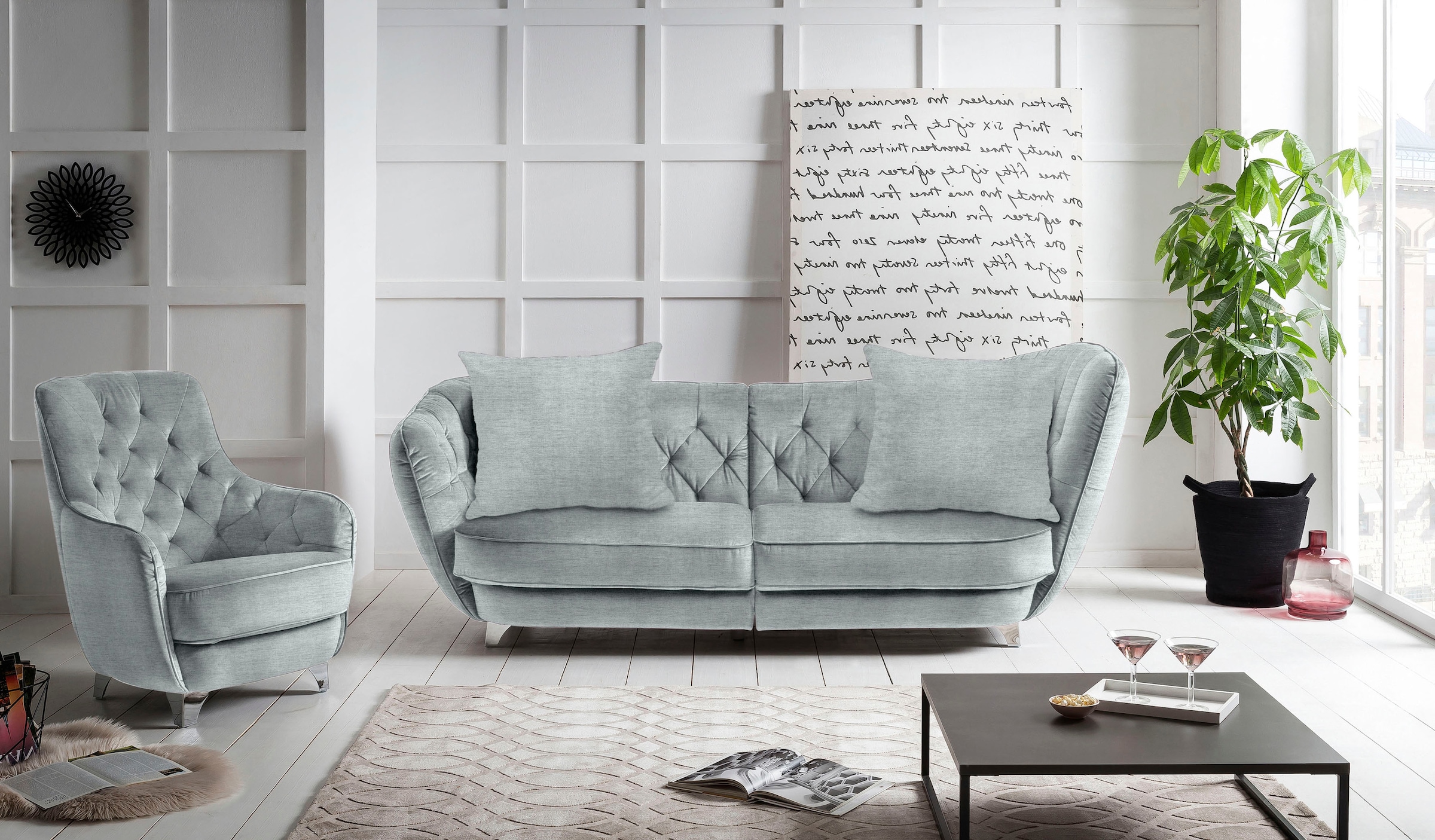 Leonique Big-Sofa »Retro«, stylischer Hochlehner günstig online kaufen