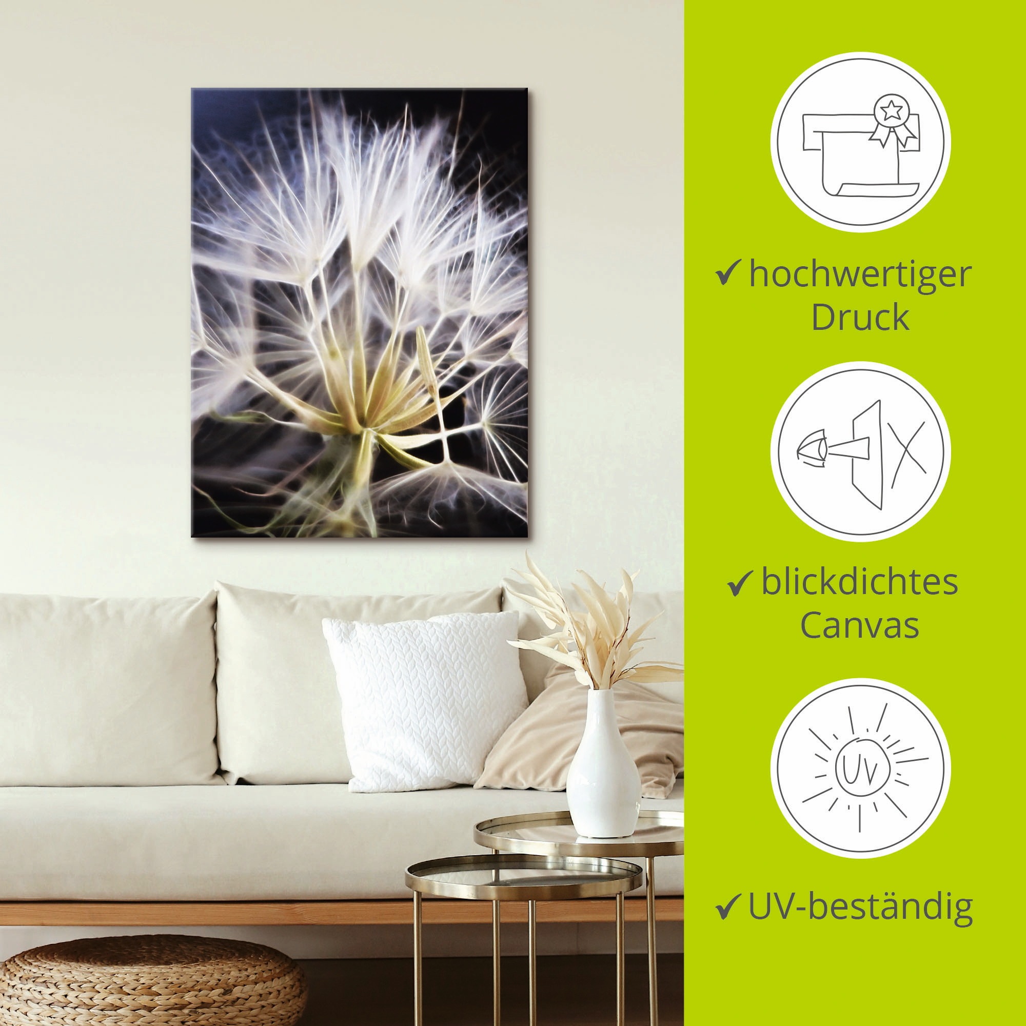 Artland Wandbild »Pusteblume«, Blumen, (1 St.), als Leinwandbild, Poster in verschied. Größen