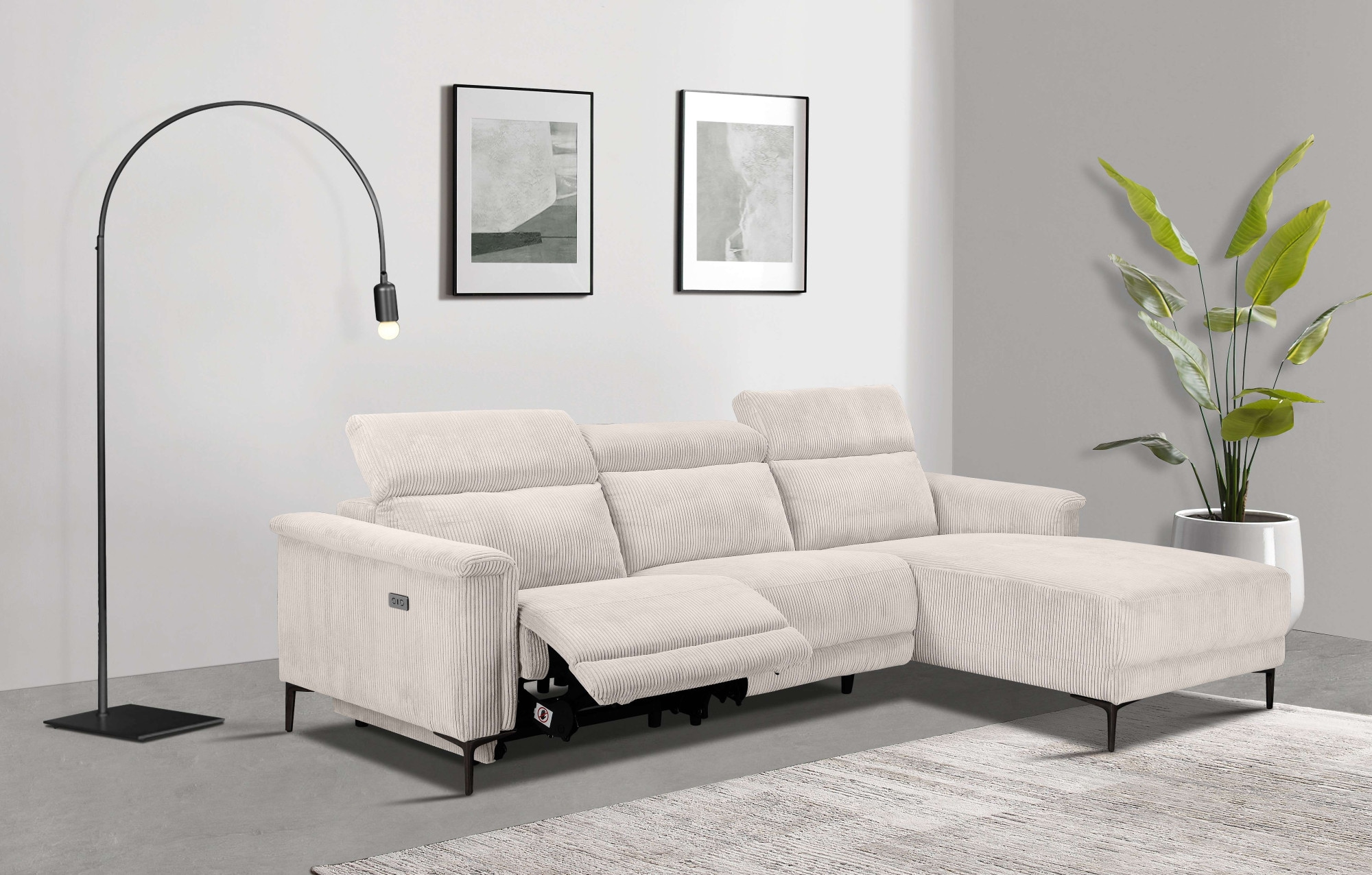 Places of Style Ecksofa "Lund in Cord, L-Form, 261 cm, mit manueller", o. e günstig online kaufen