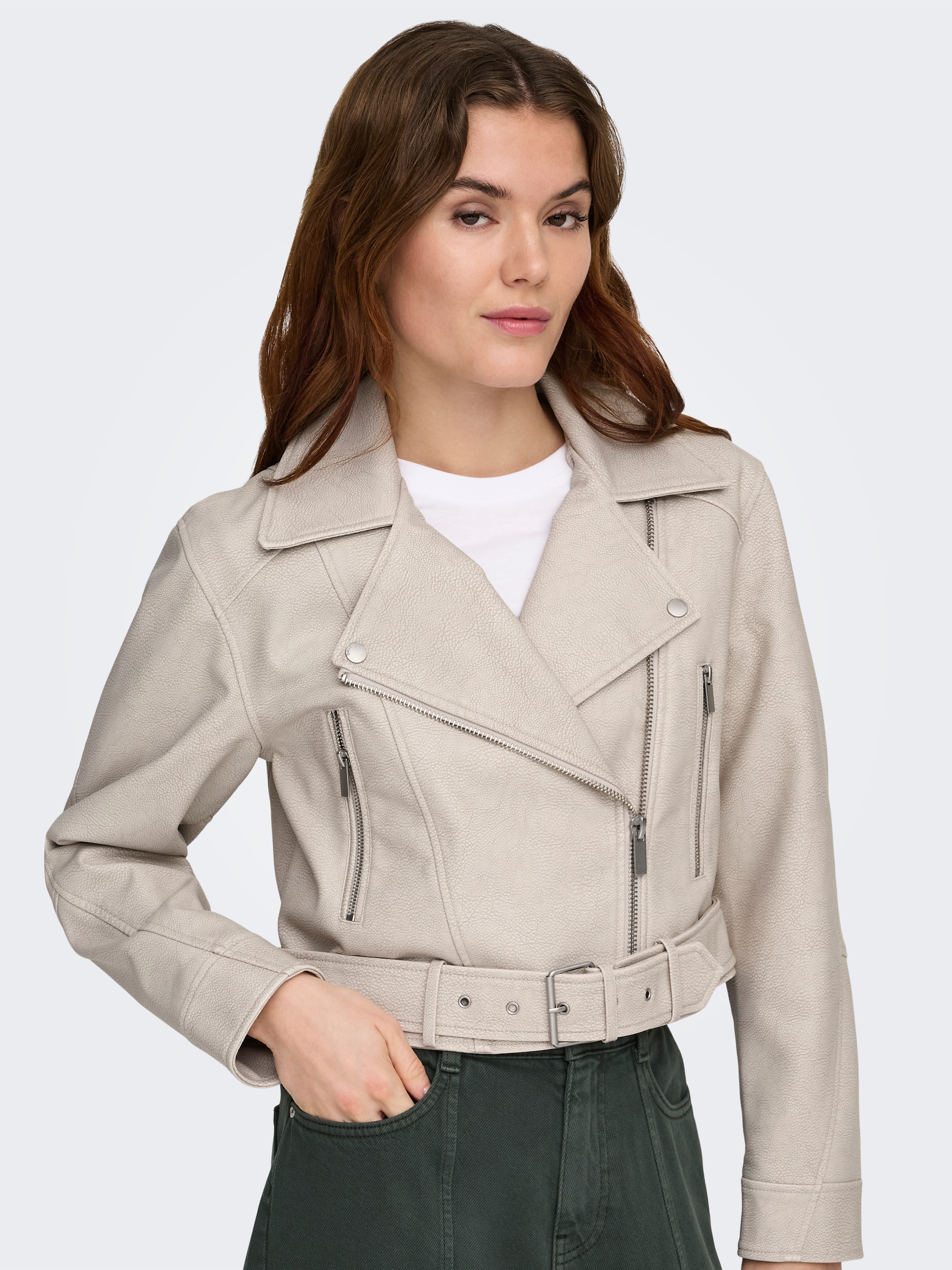 ONLY Lederimitatjacke »ONLPAULINE FAUX LEATHER JACKET CC OTW« mit Biker-Style Details