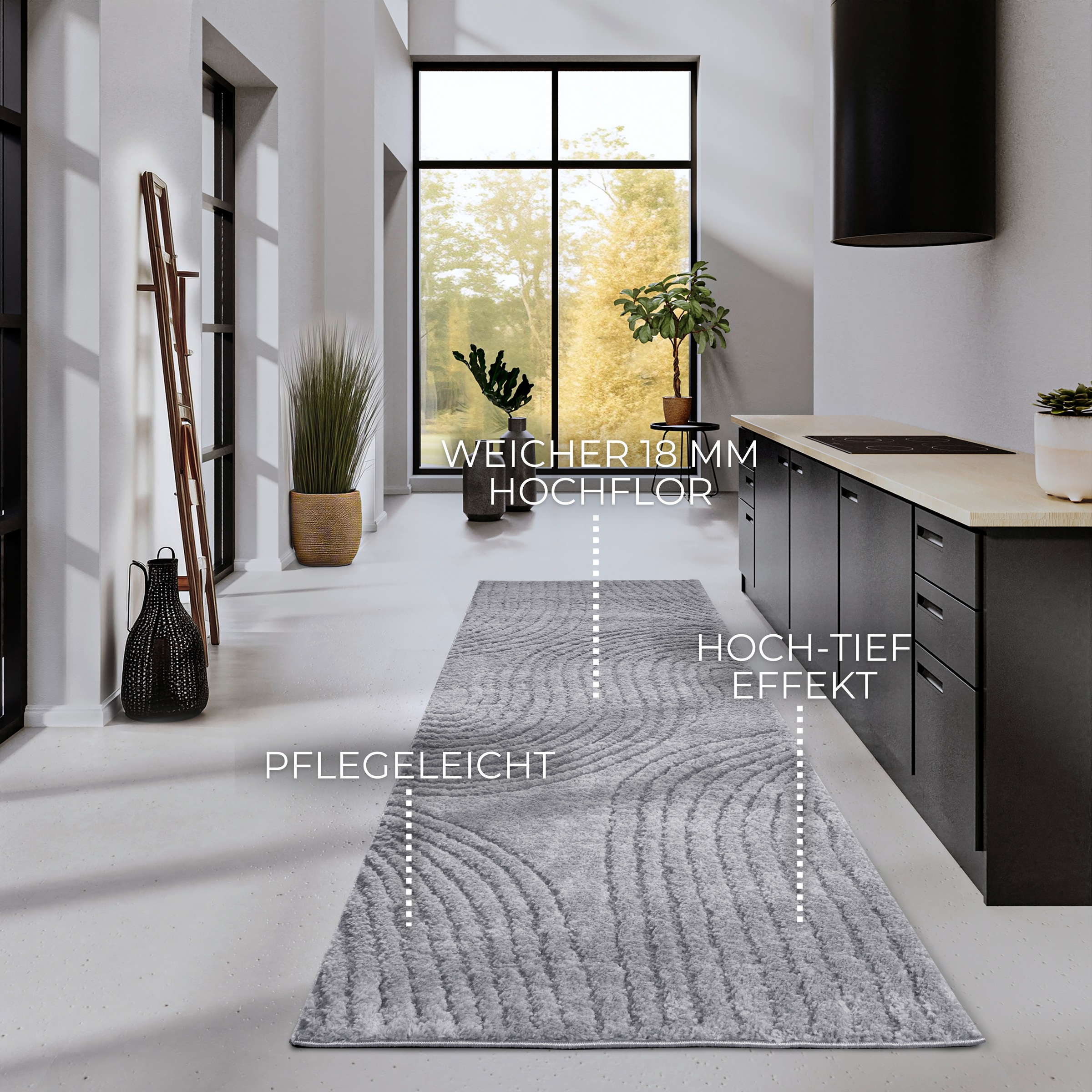 ELLE DECORATION Designteppich »Pigment«, rechteckig, 18 mm Höhe, Hochflor, Shaggy, Läufer, weich, Langflor, modern, Hoch Tief Effekt