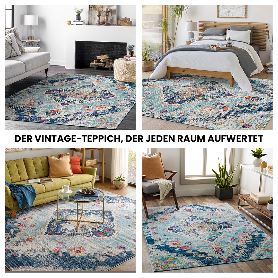 Livabliss Teppich »ADEN«, rechteckig, 10 mm Höhe, Vintage Orientteppich, Kurzflor Boho Wohnzimmerteppich, Läufer