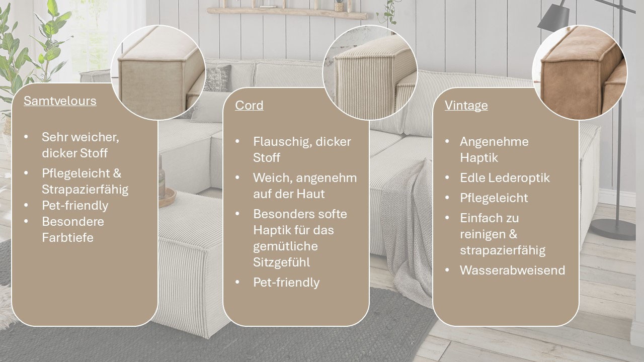 Home affaire Wohnlandschaft »SHERWOOD U-Form, 329 cm - OTTO. Verlässliche Qualität.« Schlaffunktion m. Bettkasten (194x139 cm), Cord, Vintage, Samtvelours