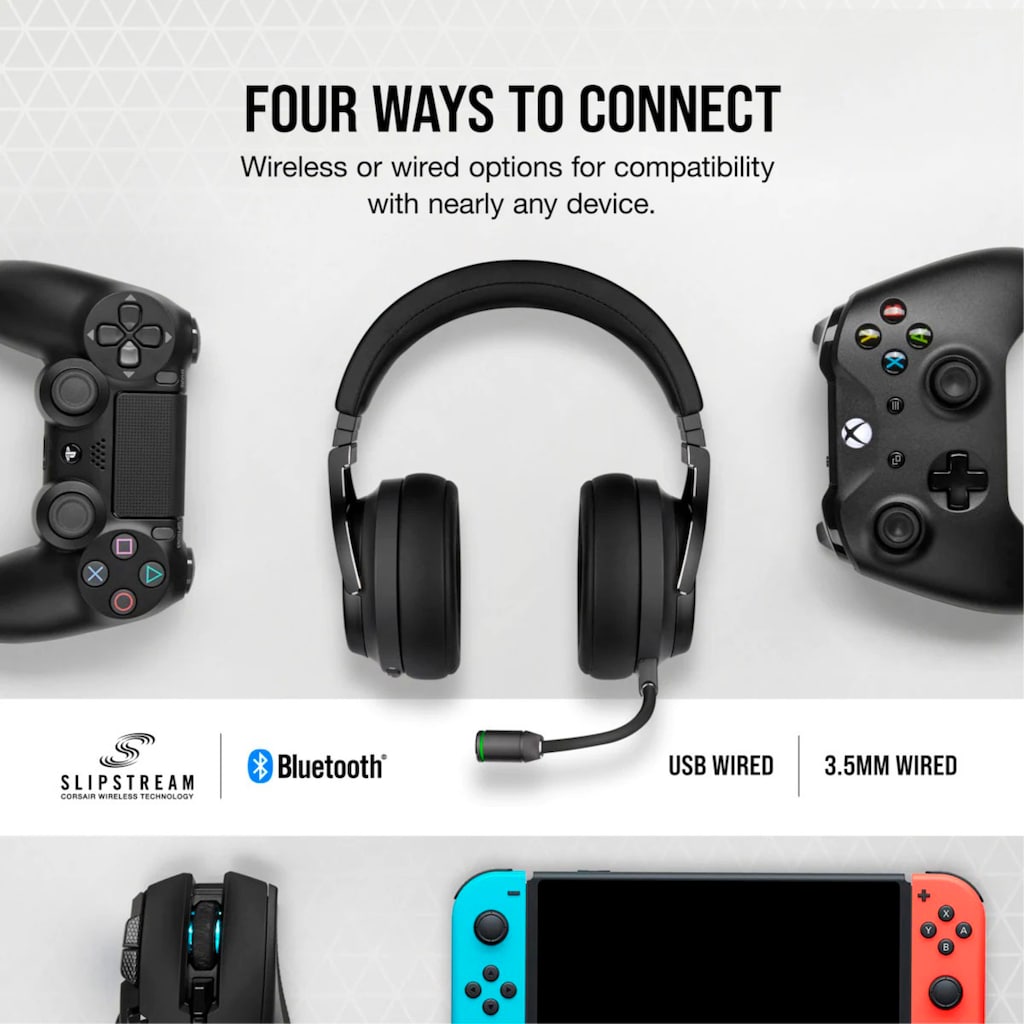 Corsair Gaming-Headset »VIRTUOSO RGB WIRELESS XT«, Bluetooth-WLAN (WiFi), Mikrofon abnehmbar