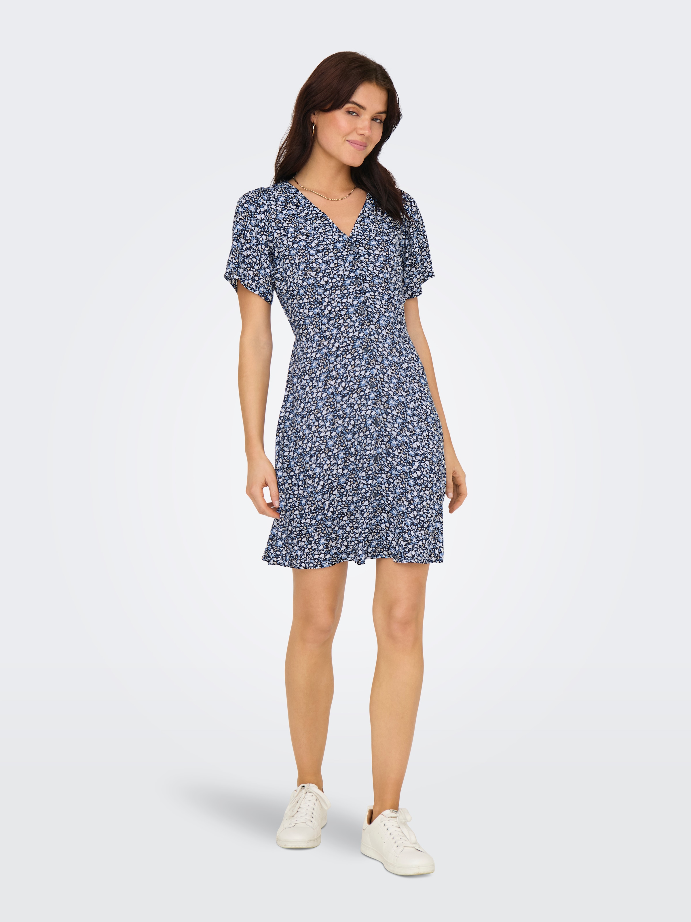 ONLY Minikleid »ONLEVIDA S/S SHORT DRESS WVN NOOS« Viskose, regular fit, V-Ausschnitt