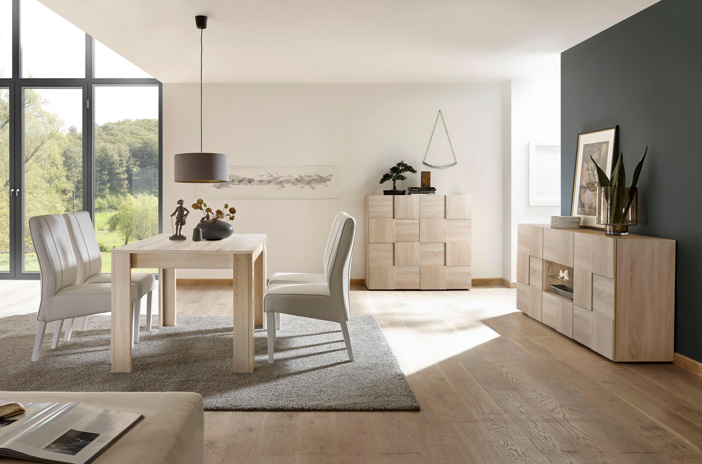 INOSIGN Highboard »Dama Höhe 111 cm, Breite 121 cm, Kommode 2 Türen, Hochkommode«, Front in 3D-Optik, viel Stauraum, verschiedene Farben