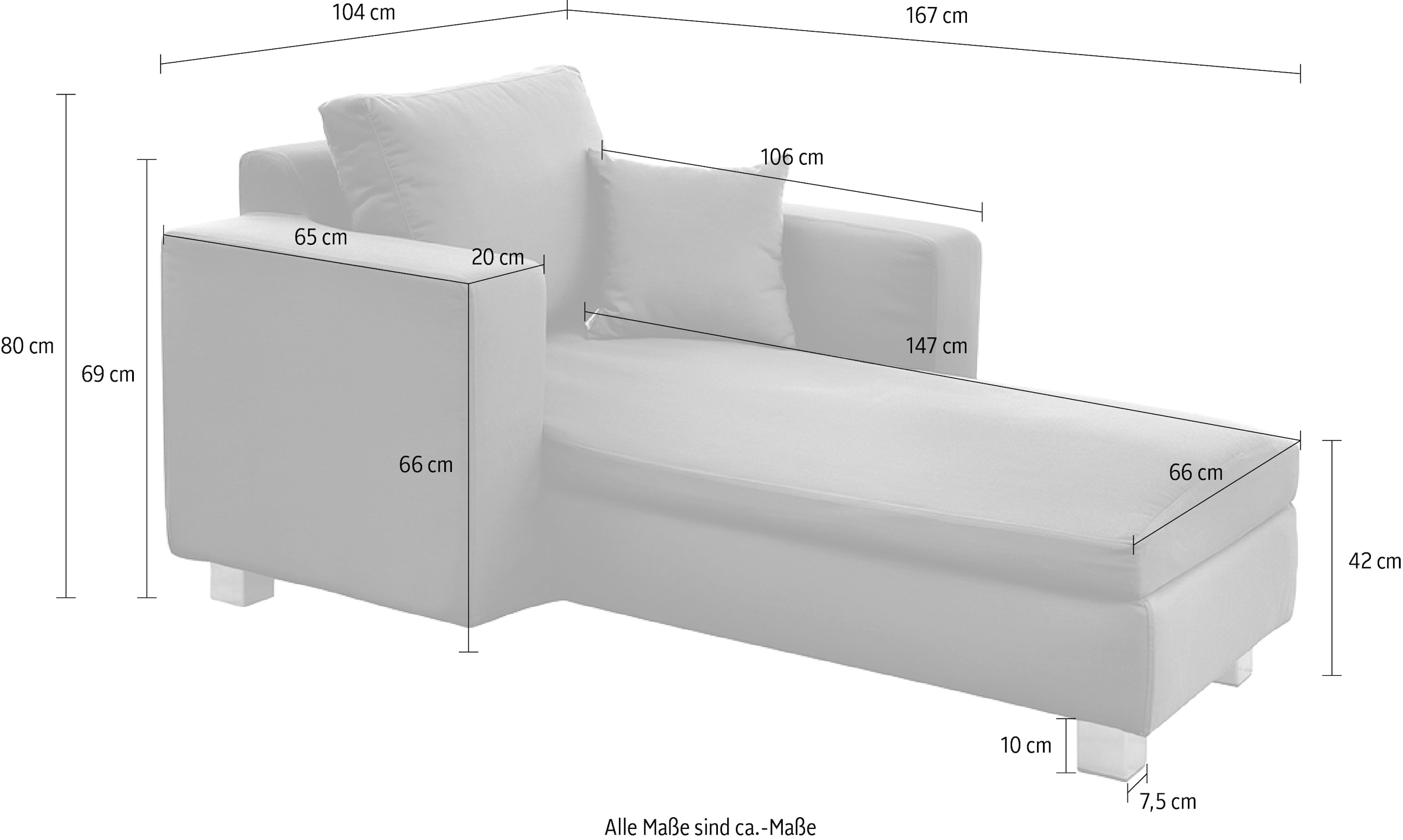 Fink Chaiselongue »CARLO«, für Outdoor geeignet, UV beständig, lange Armlehne rechts