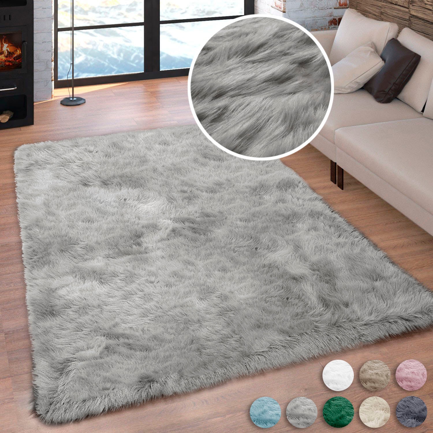 Home affaire Fellteppich »Valeria«, rechteckig, 60 mm Höhe, Kunstfell, besonders weich und flauschig, fußbodenheizungsgeeignet, pflegeleicht, ideale Teppiche für Wohnzimmer, Schlafzimmer und Esszimmer