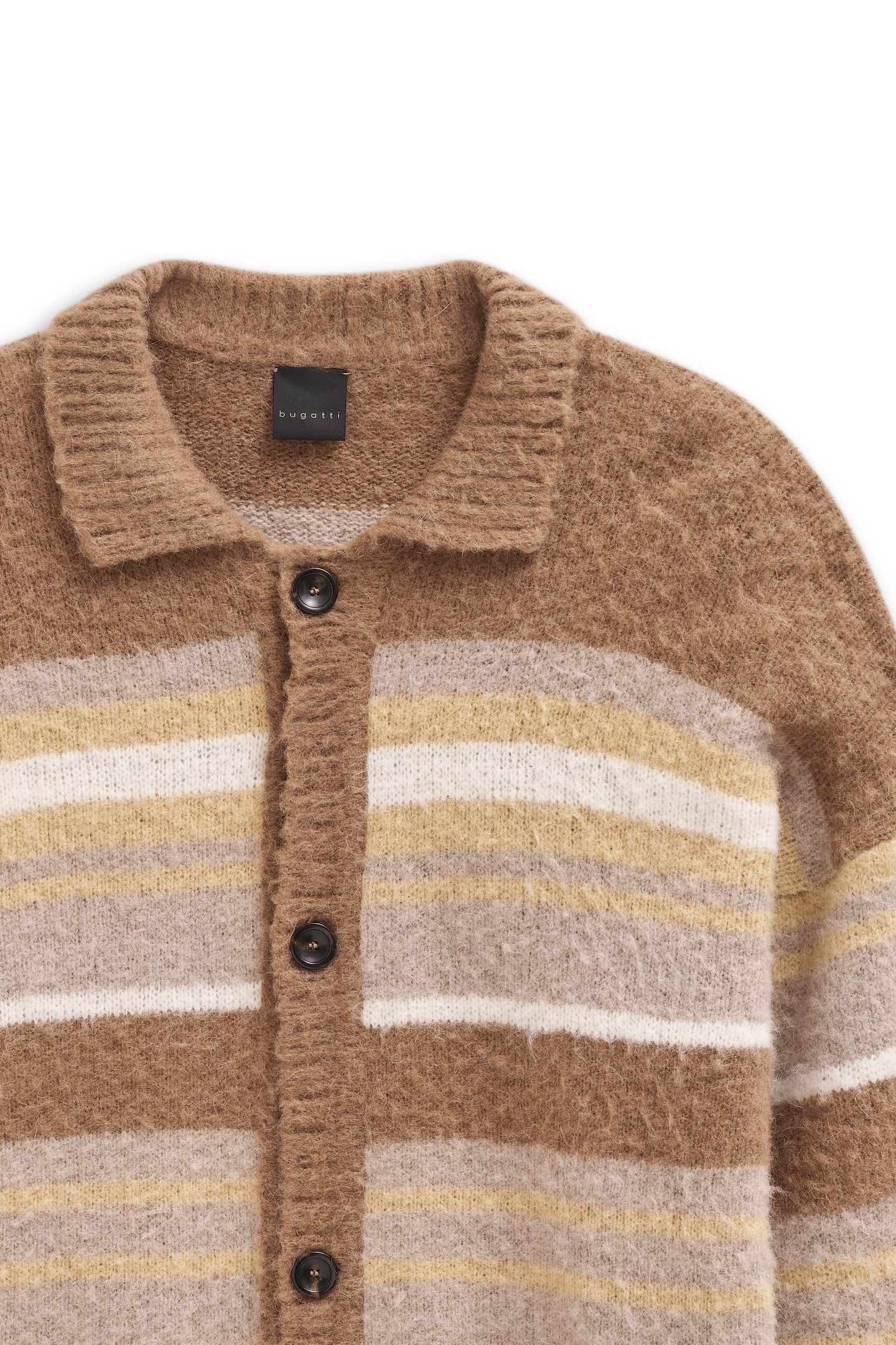 bugatti Cardigan »Regular Fit«, gestreift mit Knopfleiste & Kragen