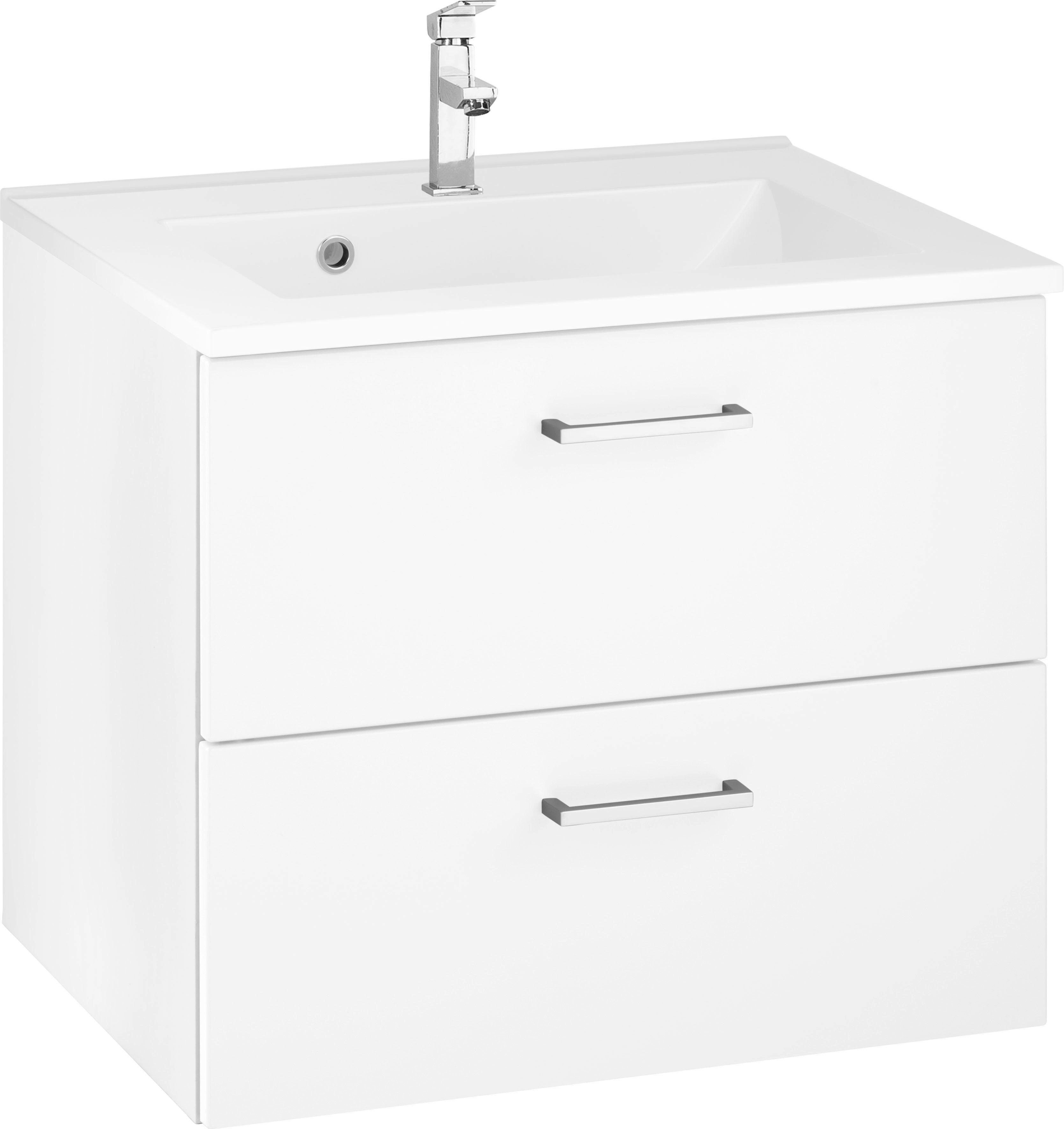 Waschbeckenunterschrank „Ribera“, Bad, Waschtisch inkl. Waschbecken, Breite 60 cm, weiß B/H/T: 60 cm x 56 cm x 47 cm