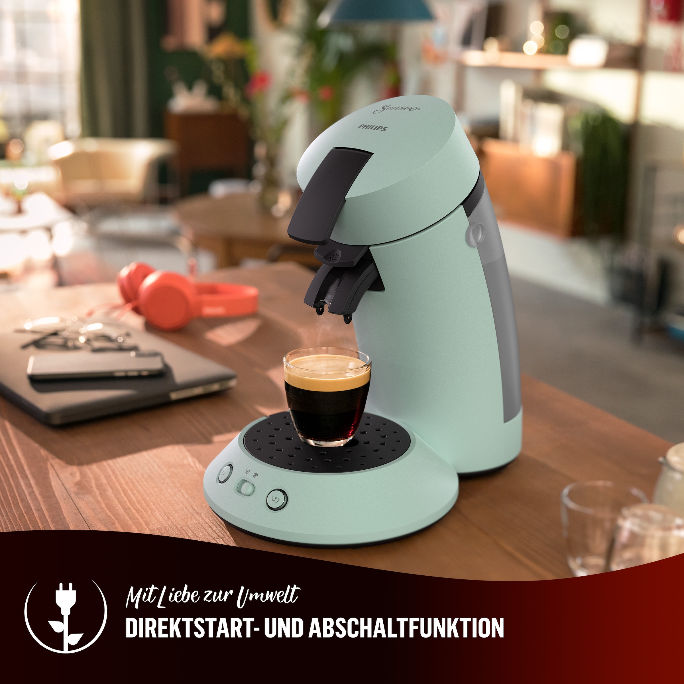 Philips Senseo Kaffeepadmaschine »Original Plus CSA210/20, mit zwei Kaffee-Einstellungen«, aus 28% rec. Plastik, inkl. Gratis-Zugabe (Wert 5 € UVP)