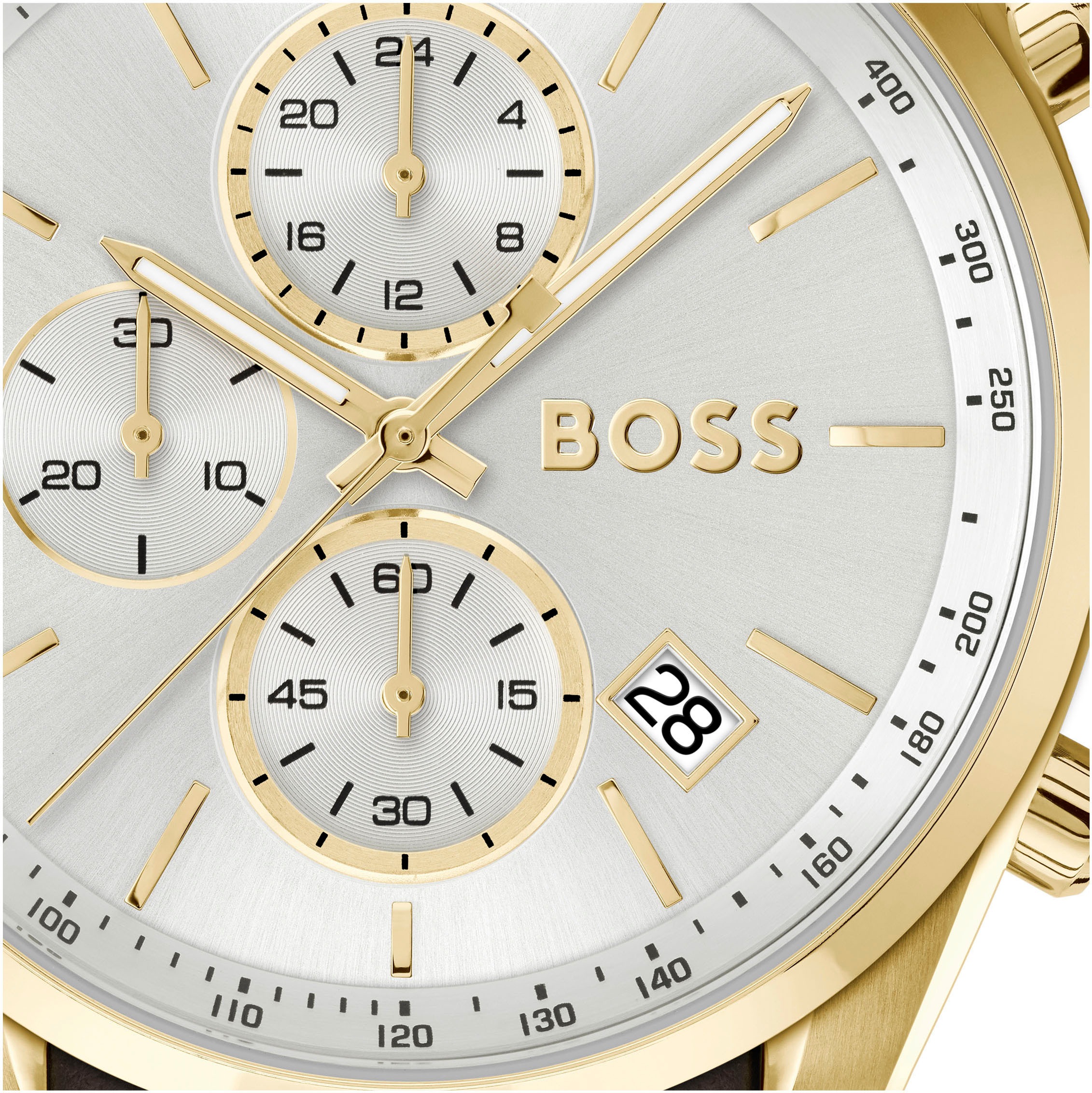 BOSS Quarzuhr »GRAND PRIX 44«, Quarzuhr, Armbanduhr, Herrenuhr, Lederarmband, analog, Tag