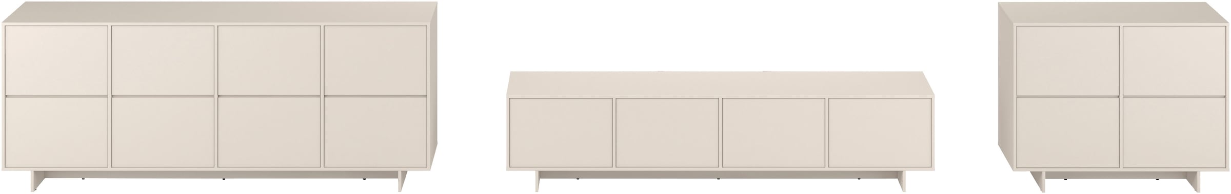 OTTO home Lowboard »Tatami, Modernes griffloses TV-Board, Breit 220,50cm, TV-Schrank« TV-Schrank, TV-Board mit viel Stauraum, push-to-open-Funktion