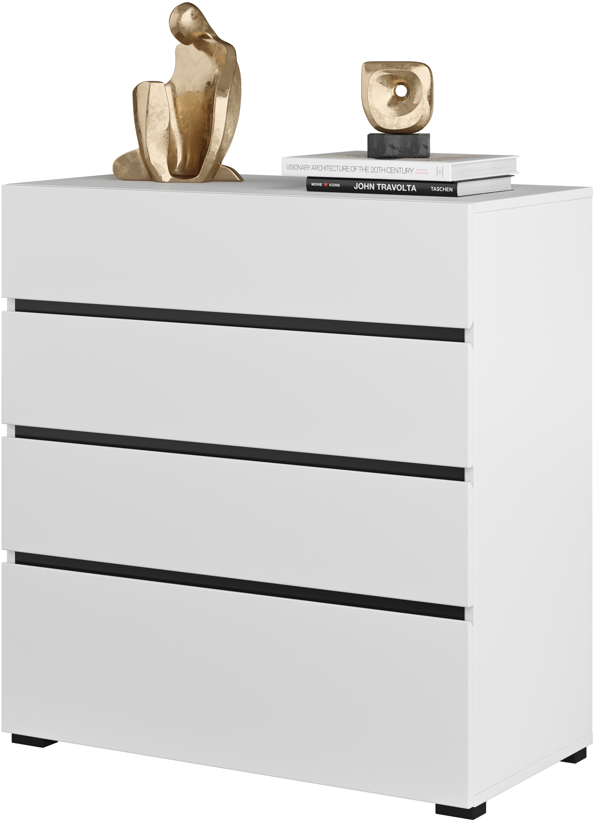 INOSIGN Schubkastenkommode »Cross, moderne grifflose Kommode, 80x40x85cm (BxTxH)«, Schubladenschrank, Sideboard mit 4 Schubkasten