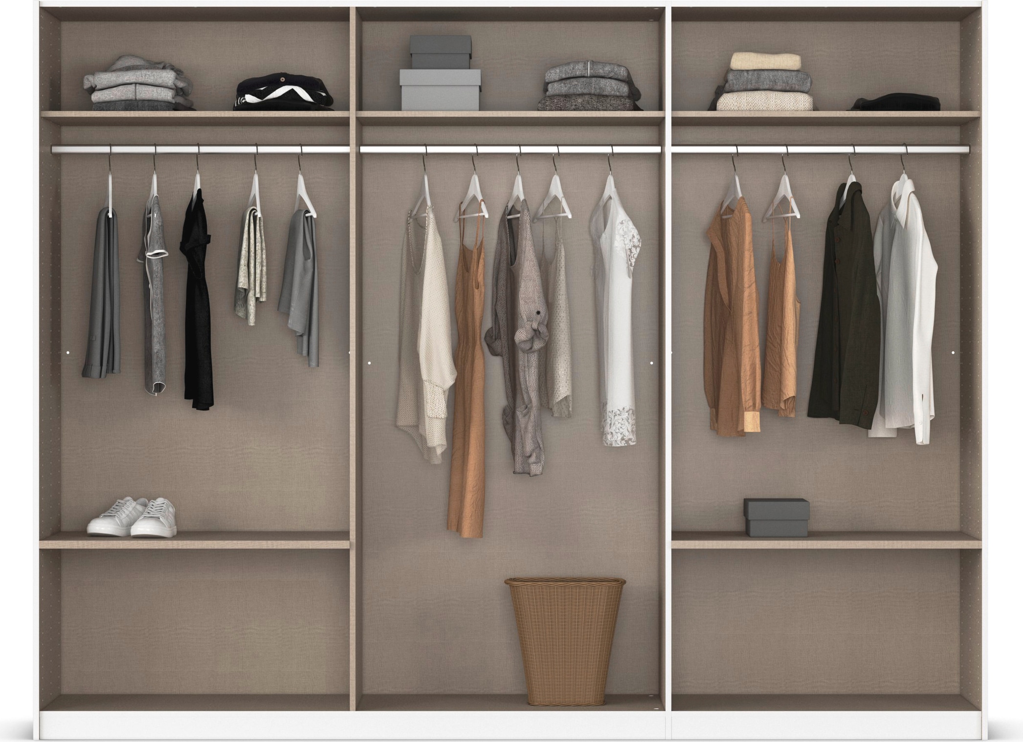 rauch Schwebetürenschrank »Kleiderschrank Schrank Garderobe Wäscheschrank ELARA mit Spiegel«, praktische Schubladen optional farblich abgesetzt MADE IN GERMANY
