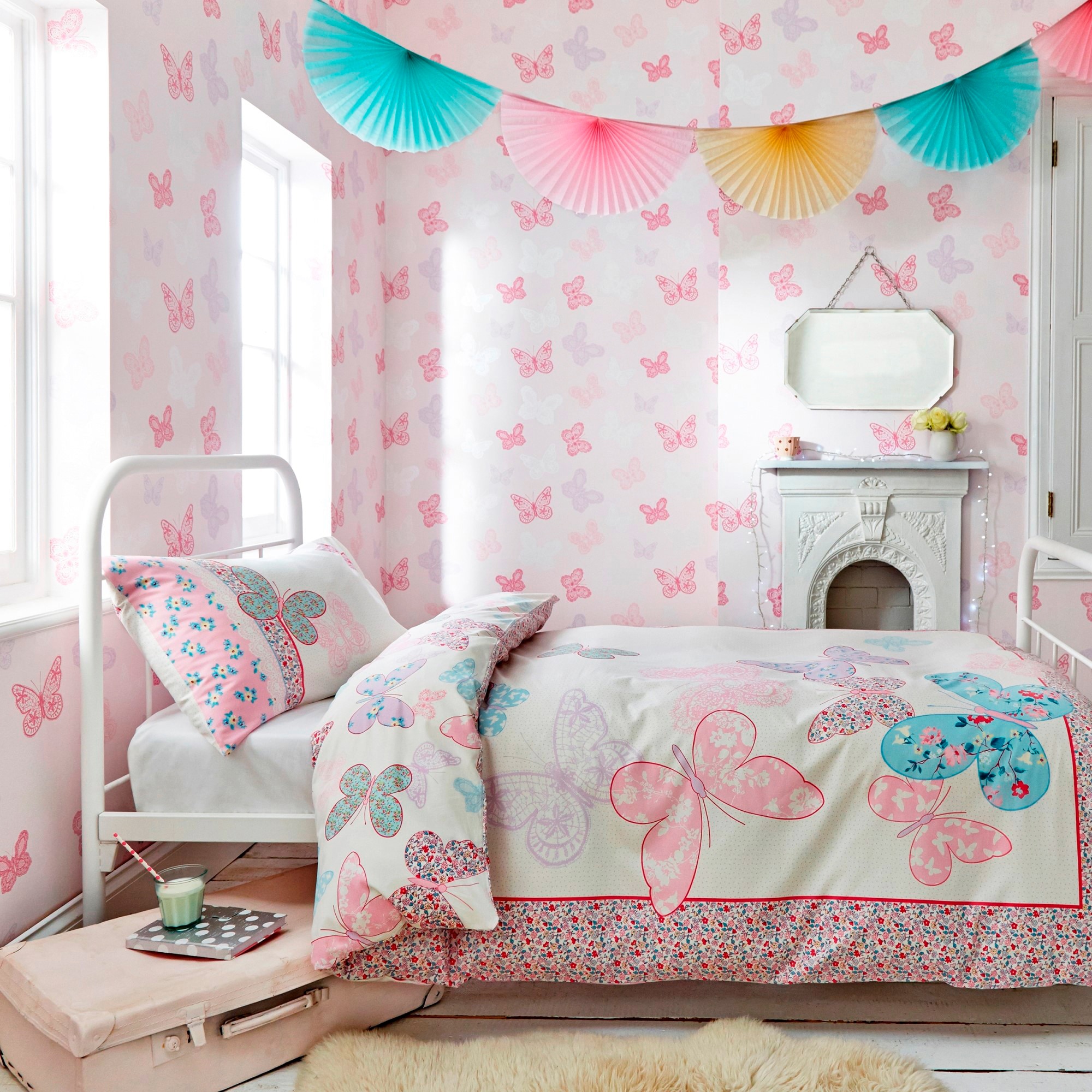 Superfresco Easy Vliestapete »Butterfly«, animal print, Schmetterling rosa lila 1000x53cm