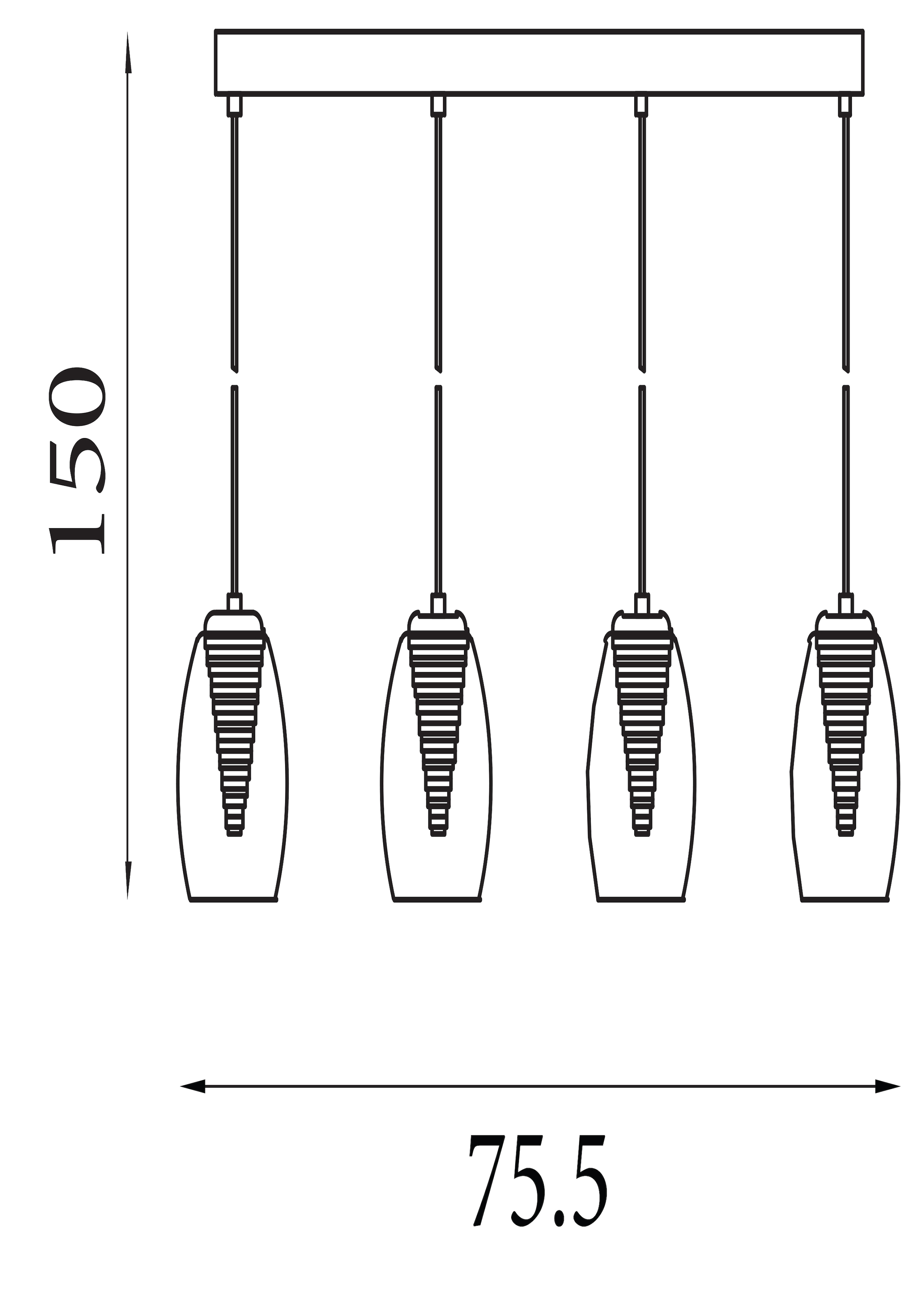 Searchlight Pendelleuchte »Cyclone 4Lt Bar-Anhänger - Chrom- und Klarglas« LED-Modul 1 Stk.