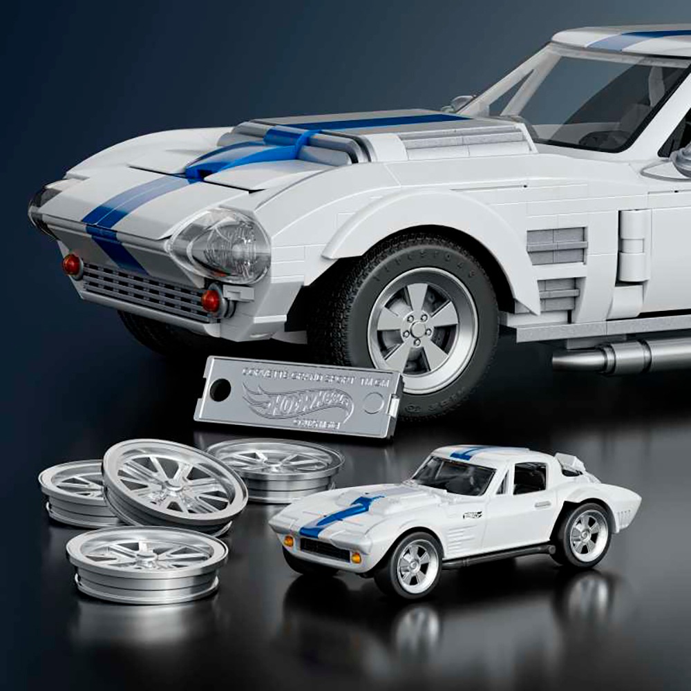 Mattel® Modellbausatz »Mattel Brick Shop Hot Wheels, ELITE SERIES CORVETTE«, (918 St.), 1:16