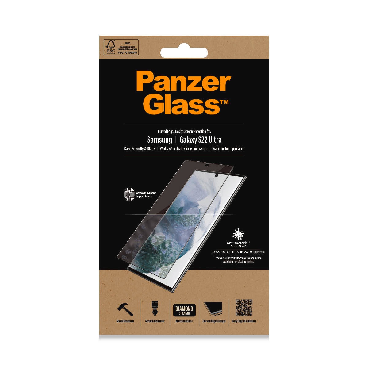 PanzerGlass Displayschutzglas »E2E Samsung Galaxy S22 Ultra Antibakteriel«, (1 St.)