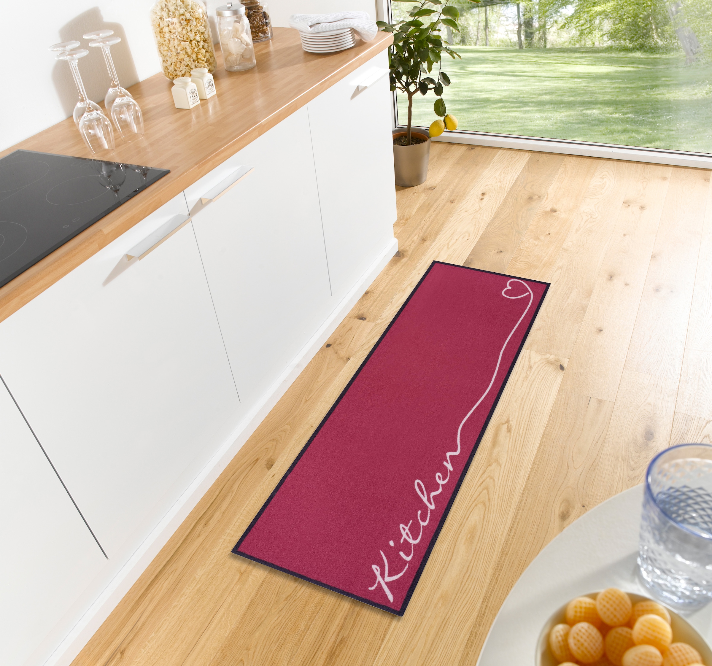 HANSE Home Küchenläufer »Kitchen Herz«, rechteckig, 5 mm Höhe, Läufer, Rutschfest, Küchenteppich, Küche, Teppich, Pflegeleicht