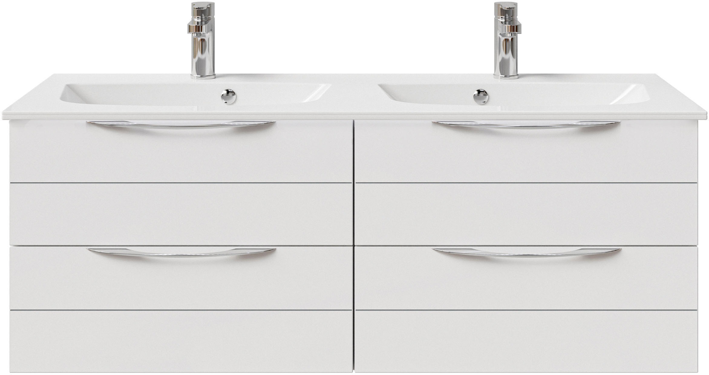 Saphir Waschtisch »Serie 6025 Mineralmarmor-Waschtisch mit Unterschrank, 132 cm breit«, Doppel-Waschplatz mit 4 Schubladen, hängend, verschiedene Ausführungen