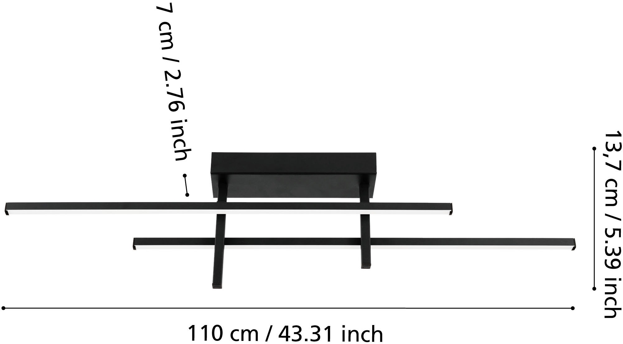 EGLO Deckenleuchte »TREPILIANO Deckenlampe - Alu, Stahl - LED - 20W - IP20« LED-Modul 1 Stk. Warmweiß Wohzimmerlampe, Esszimmerlampe, Flur, Schlafzimmer, L110 x B7 x H14 cm