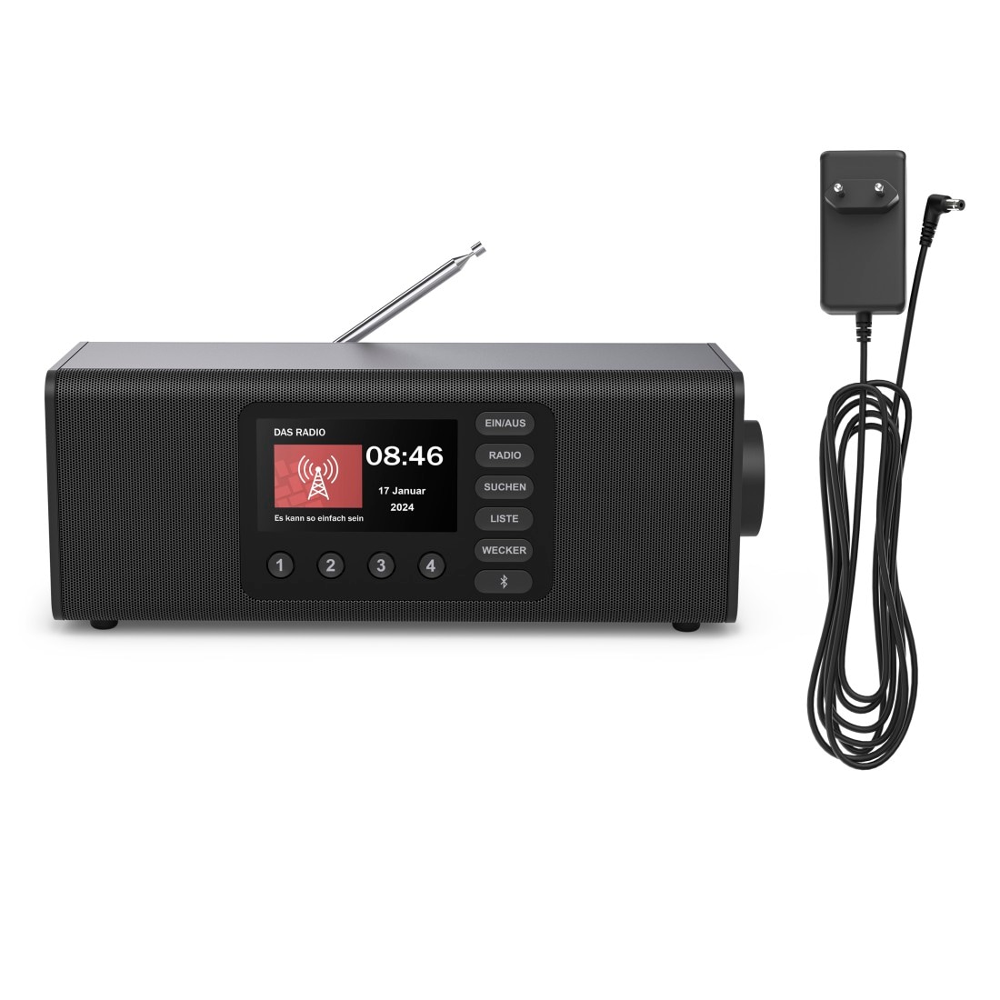 Hama Digitalradio (DAB+) »Digitalradio mit DAB DAB+ FM Bluetooth und Wecker« ( Digitalradio (DAB+) 10 W) 4,3 Zoll TFT-Farbdisplay, große Tasten, Direktwahltasten