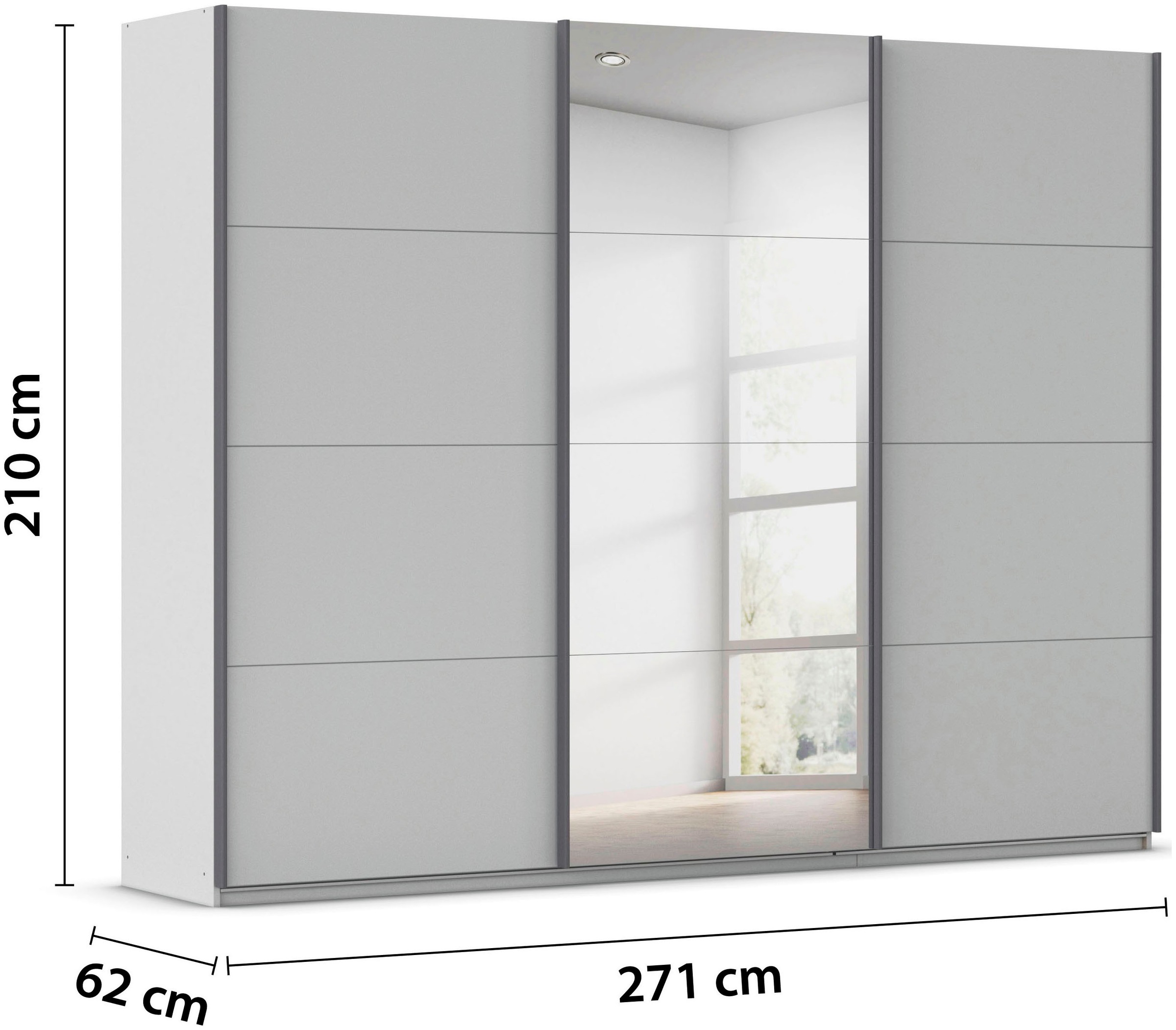 rauch Schwebetürenschrank »Kleiderschrank Schrank OTTO´S CHOICE Garderobe AGORDO«, (in zwei Griff-Farben), Top Innenausstattung, in 4 Breiten und 2 Höhen MADE IN GERMANY