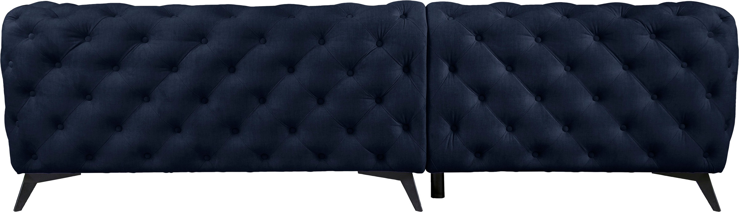 Leonique Chesterfield-Sofa »Ecksofa GLYNIS L-Form mit Wellenunterfederung, Maße B/T/H 264/204/75cm«, aufwändige Knopfheftung, moderne Chesterfield Optik, Fußfarbe wählbar