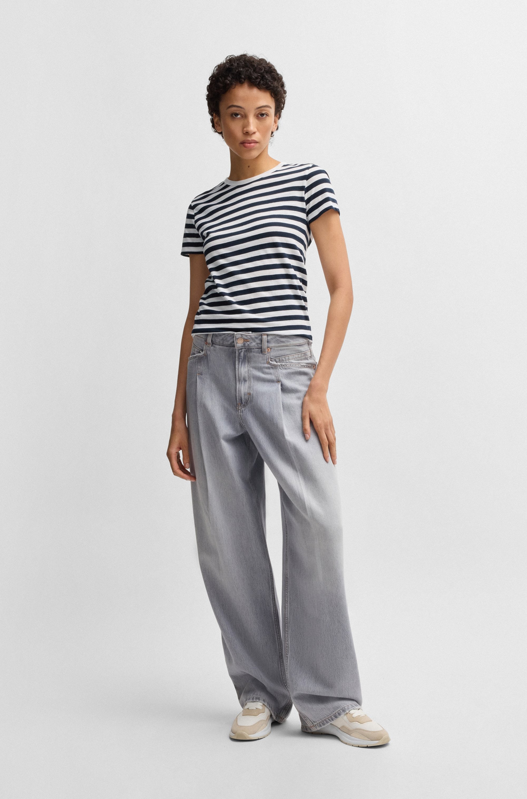 BOSS ORANGE T-Shirt »Esla Striped Premium Damenmode« Premium Damenmode, im gestreiften Design