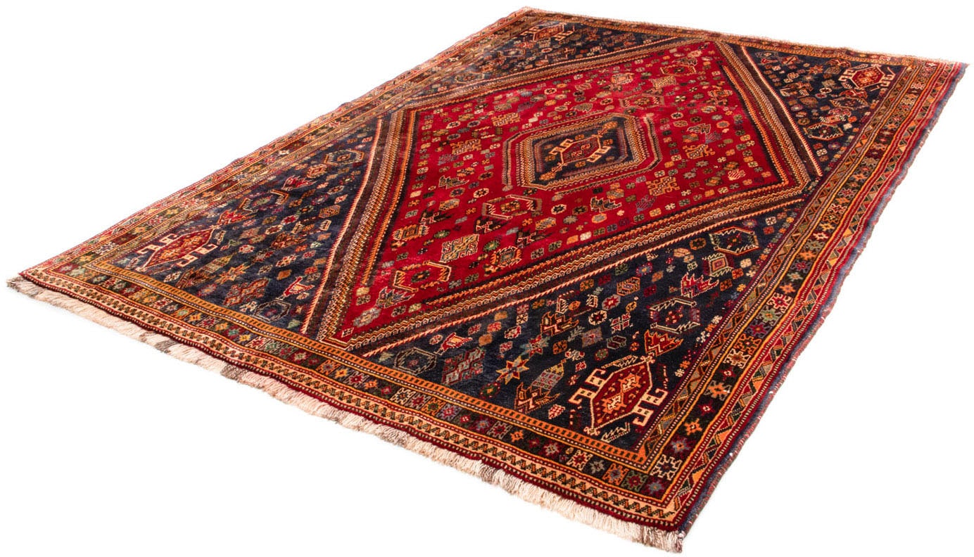 Wollteppich „Shiraz Medaillon Rosso scuro 272 x 190 cm“, rechteckig, Unikat mit Zertifikat Dunkelrot 10 mm B/L: 190 cm x 272 cm – 10 mm