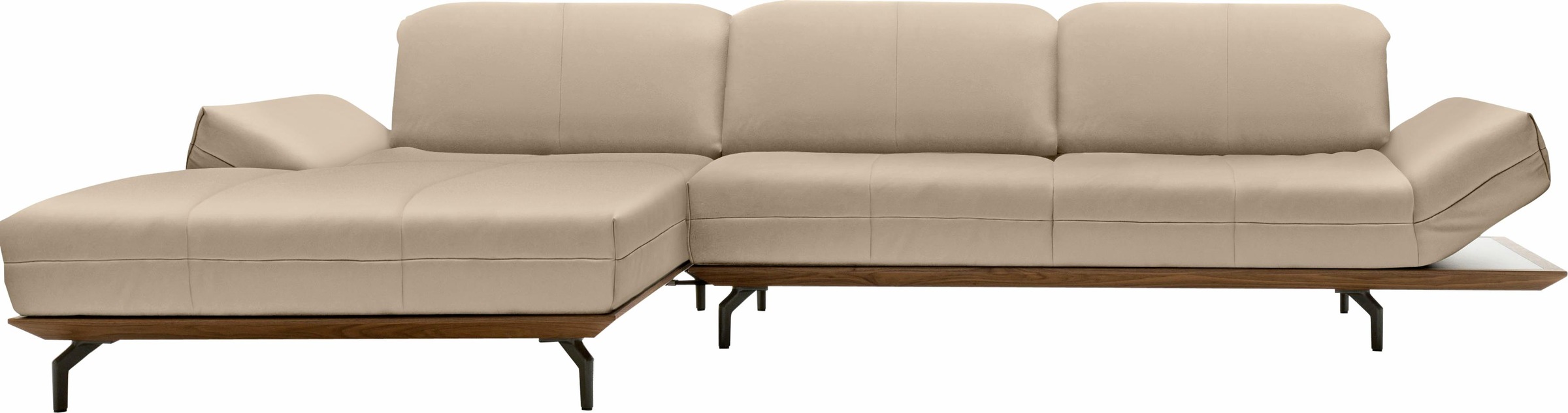 Creation BY ROLF BENZ Ecksofa »CR.420, Designecksofa, L-Form«, in 2 Qualitäten, Holzrahmen in Eiche Natur oder Nußbaum, Breite 313 cm