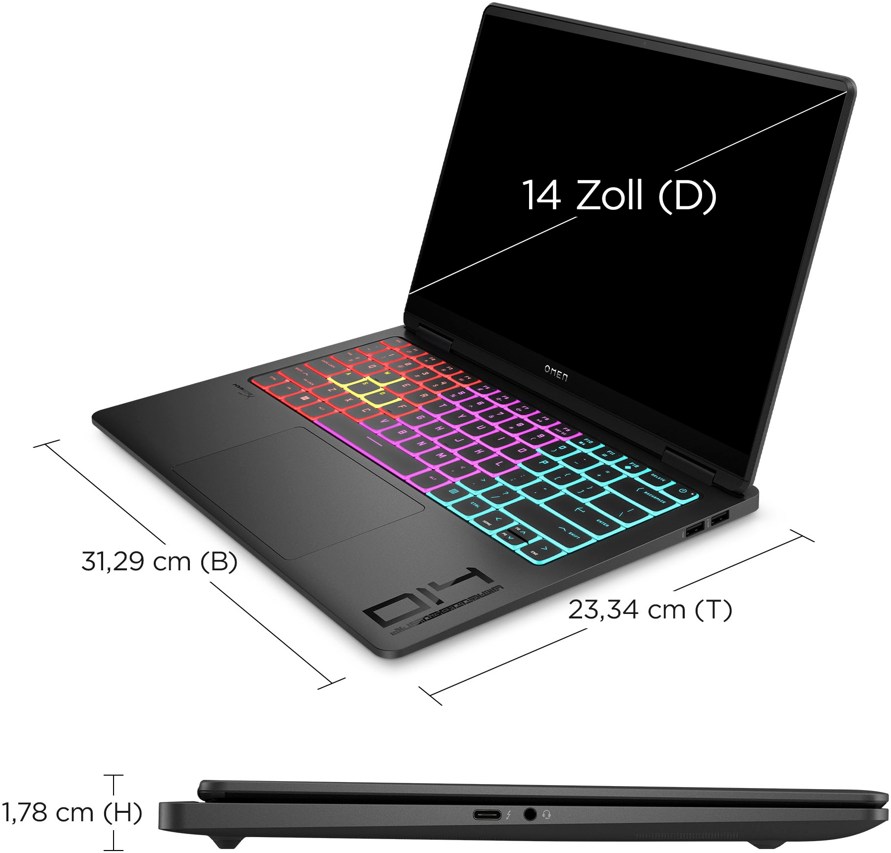 HP Gaming-Notebook »OMEN 14-fb0098ng«, 35,6 cm, / 14 Zoll, Intel, Core Ultra 9, GeForce® RTX 4070, 2000 GB SSD