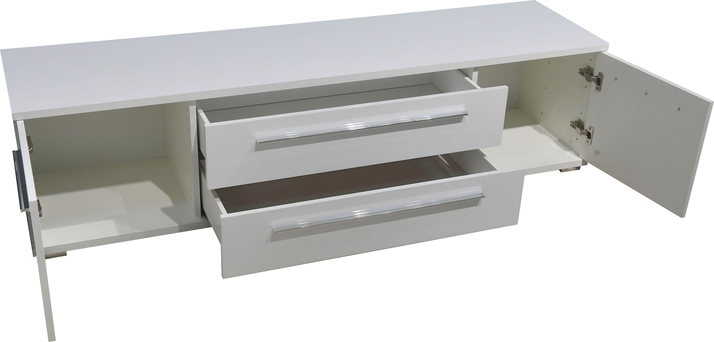 Places of Style Lowboard »Piano TV-Kommode in Breite 165 oder 180 cm mit Soft-Close-Funktion«, Hochglanz UV-lackiert, Br 180 cm mit versch. Tür- und Schubkastenmaße