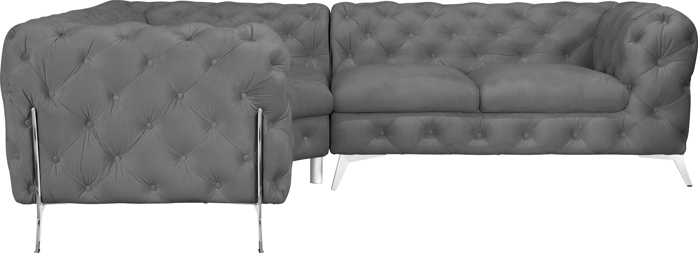 Home affaire Chesterfield-Sofa »Amaury L-Form« moderne Chersterfield-Optik, Breite 262 cm, Fußfarbe wählbar