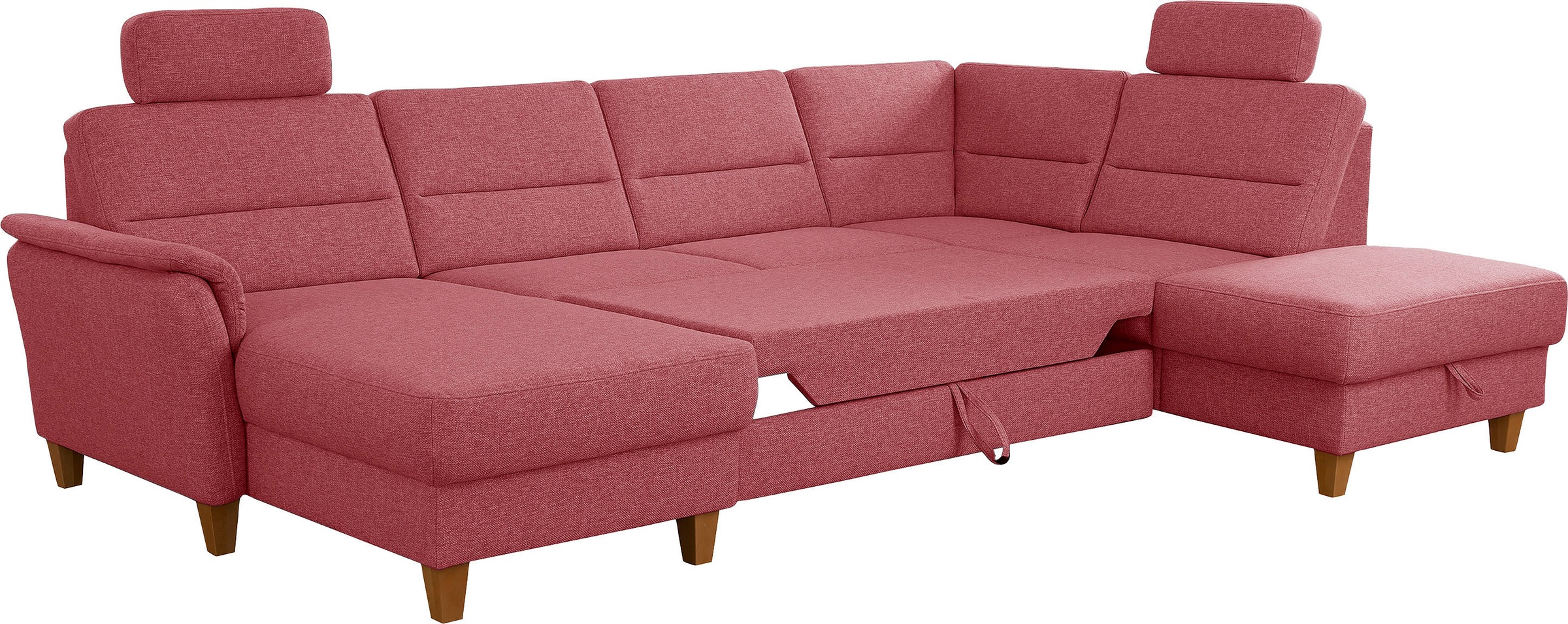 Home affaire Wohnlandschaft »Palmera U-Form, B: 308 cm«, optional Bettfunktion & Bettkasten, Federkern