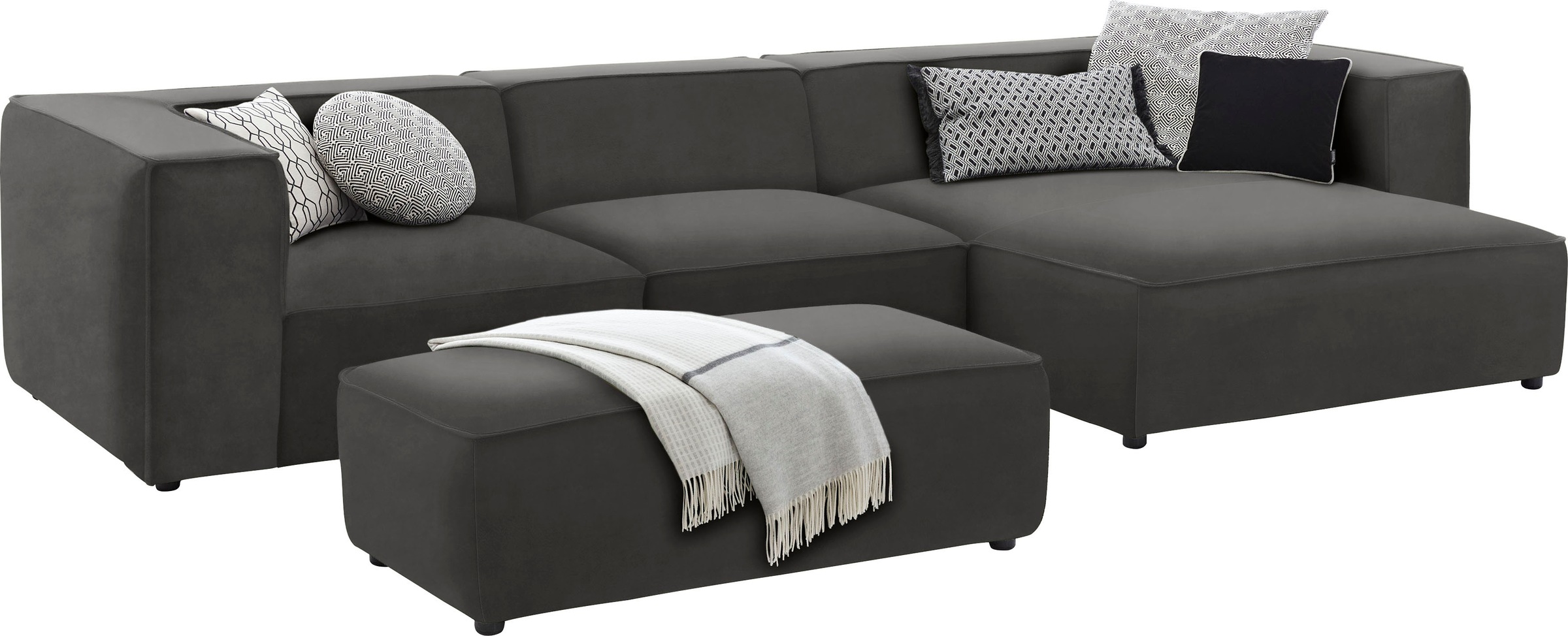 W.SCHILLIG Ecksofa »around-the-block«, mit eleganter Biese, mit Federkern, Breite 341 cm