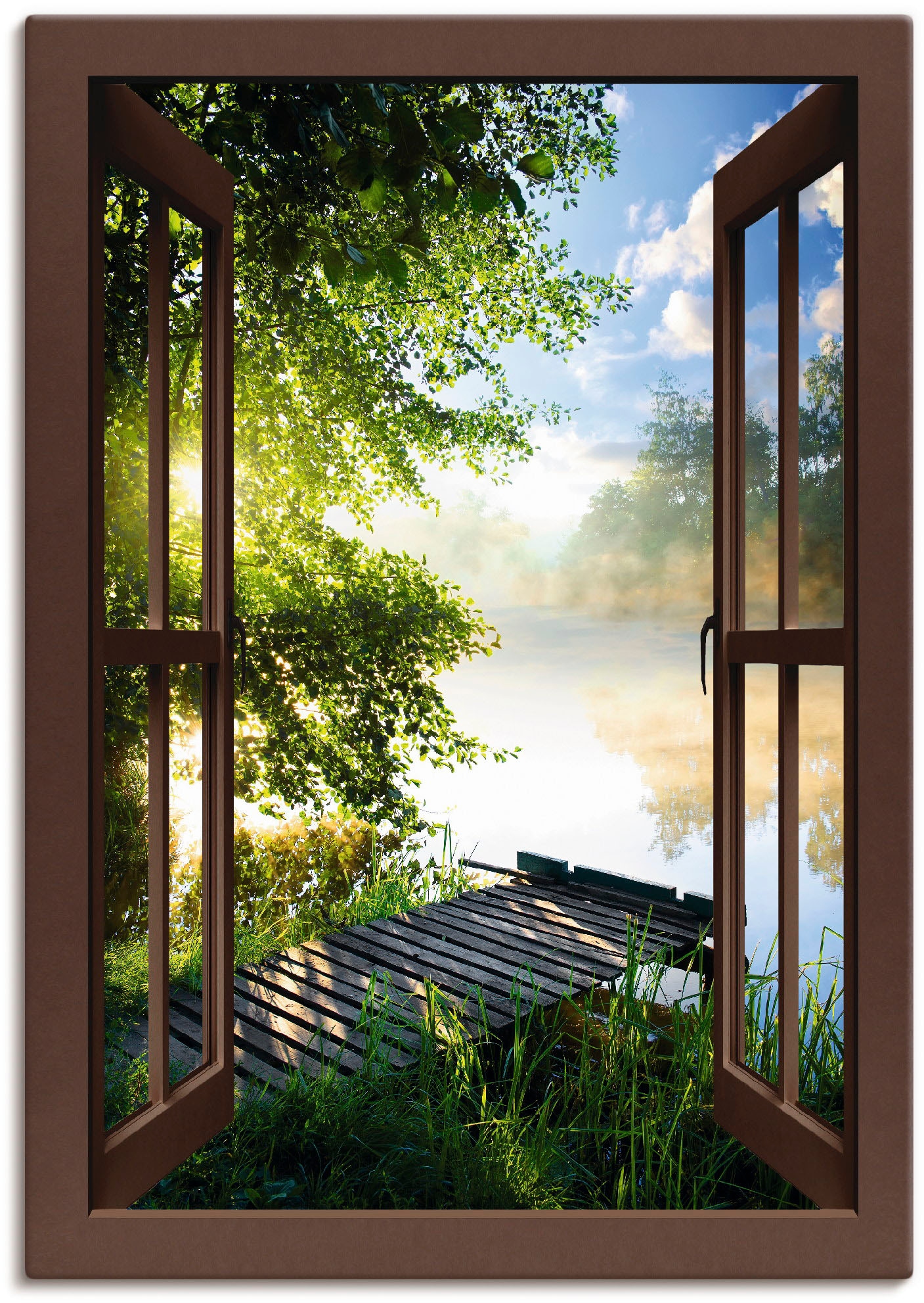 Artland Wandbild »Fensterblick Angelsteg am Fluss« Fensterblick 1 Stk. tlg. günstig online kaufen
