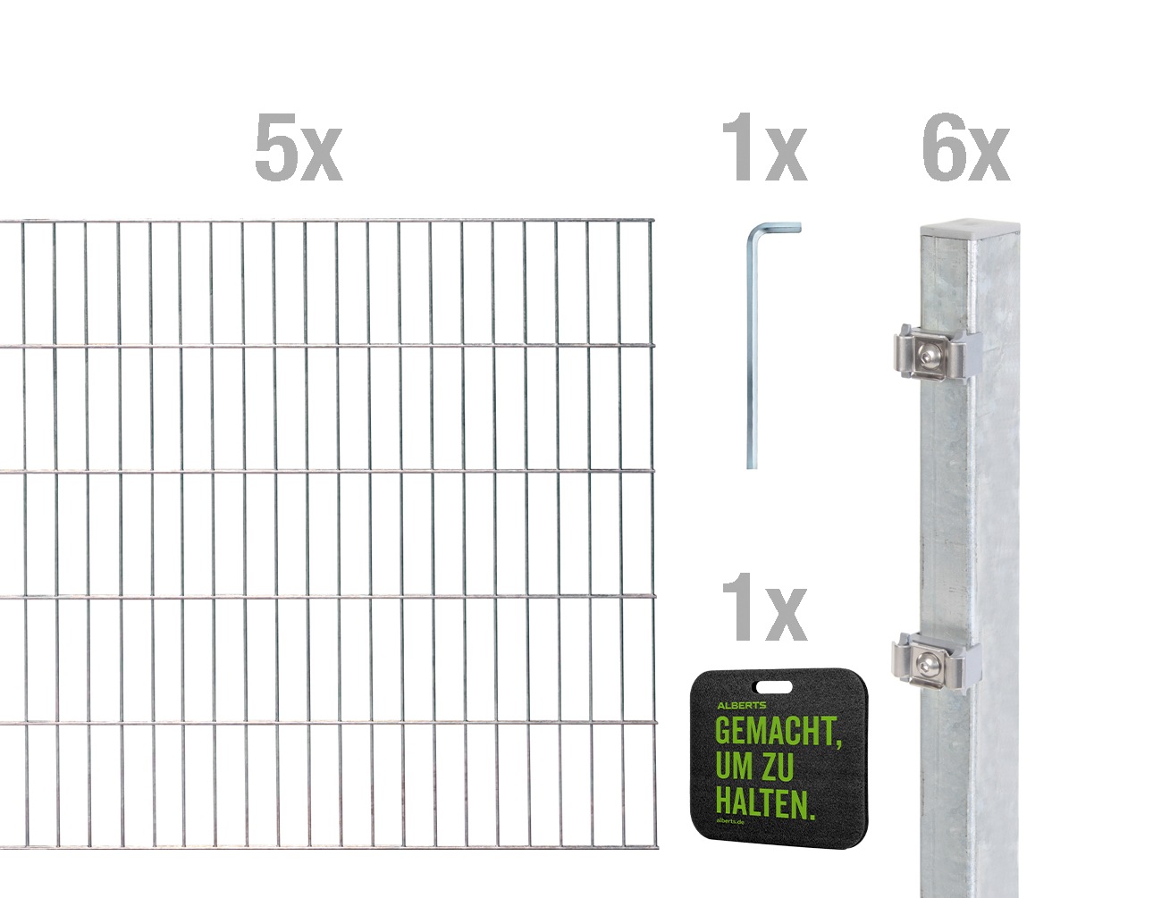 Alberts Doppelstabmattenzaun »Grundset«, Höhe: 80-160 cm, Gesamtlänge: 4-30 m, zum Einbetonieren