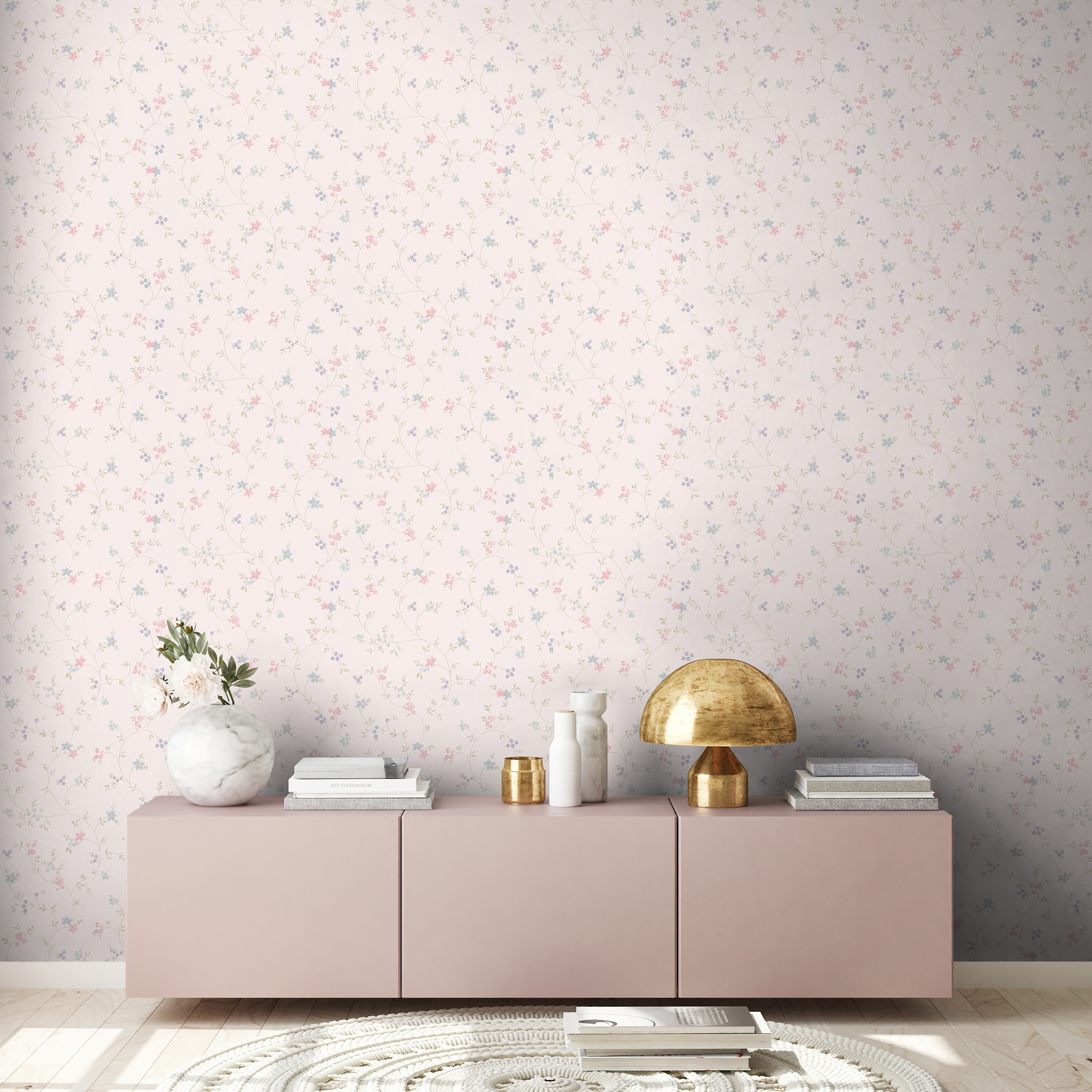 A.S. Création Vliestapete »Landhaustapete mit Blümchen«, matt-gemustert-neutral, Tapete Floral Blumenranke Tapeten Wohnzimmer Schlafzimmer Küche Design