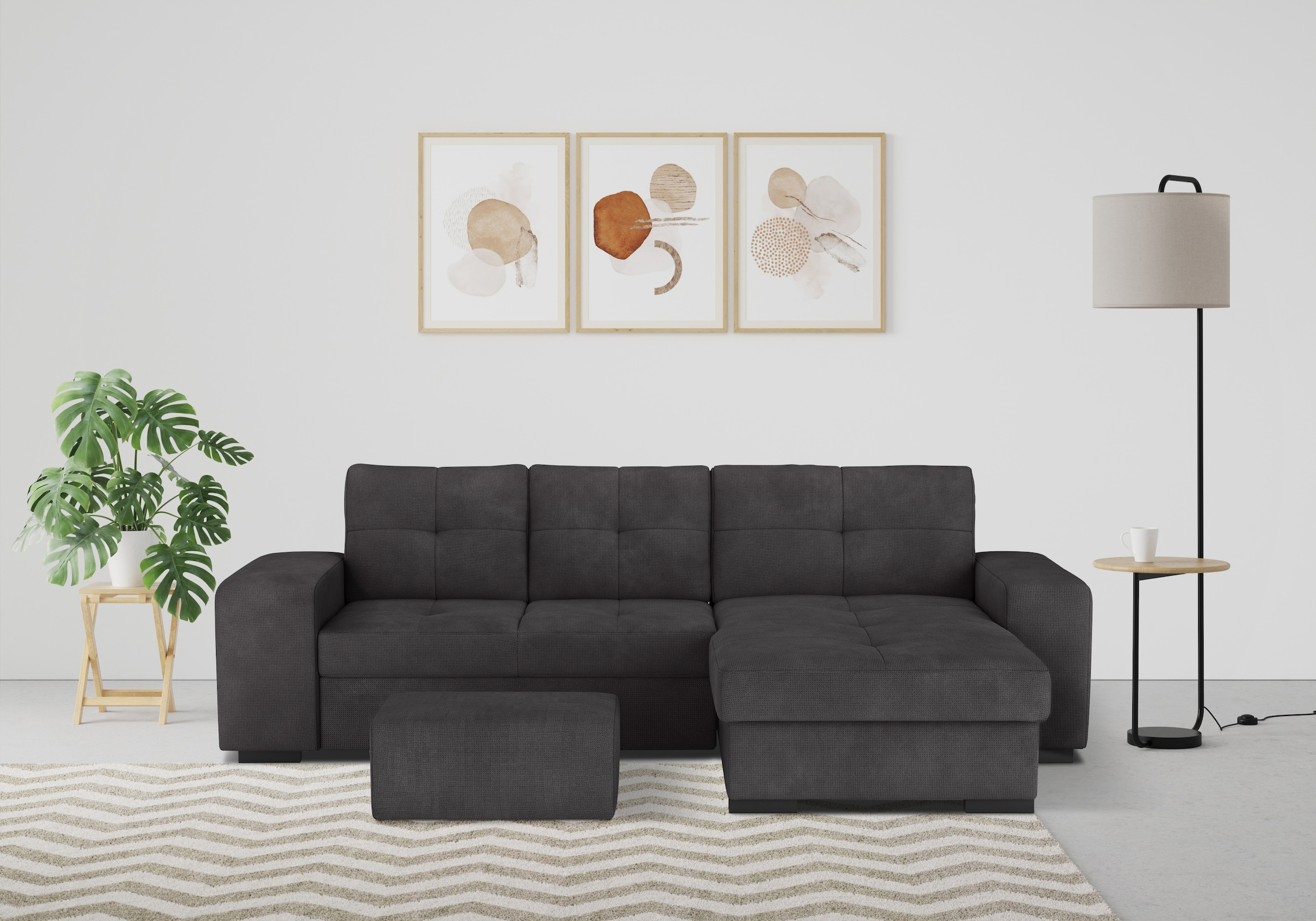 COTTA Ecksofa »Mattina L-Form«, mit Hocker, wahlweise mit Bettfunktion & Be günstig online kaufen
