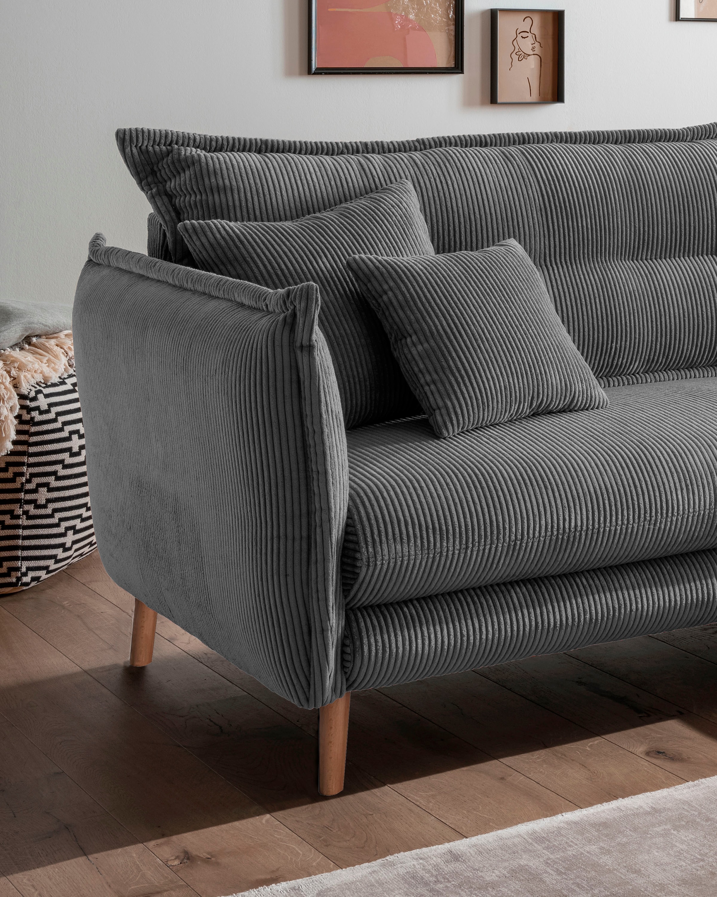 INOSIGN Ecksofa »Lazio modern und bequem, schmale Armlehnen, tolle Detailverarbeitung«, zwei verschiedene Fußfarben wählbar