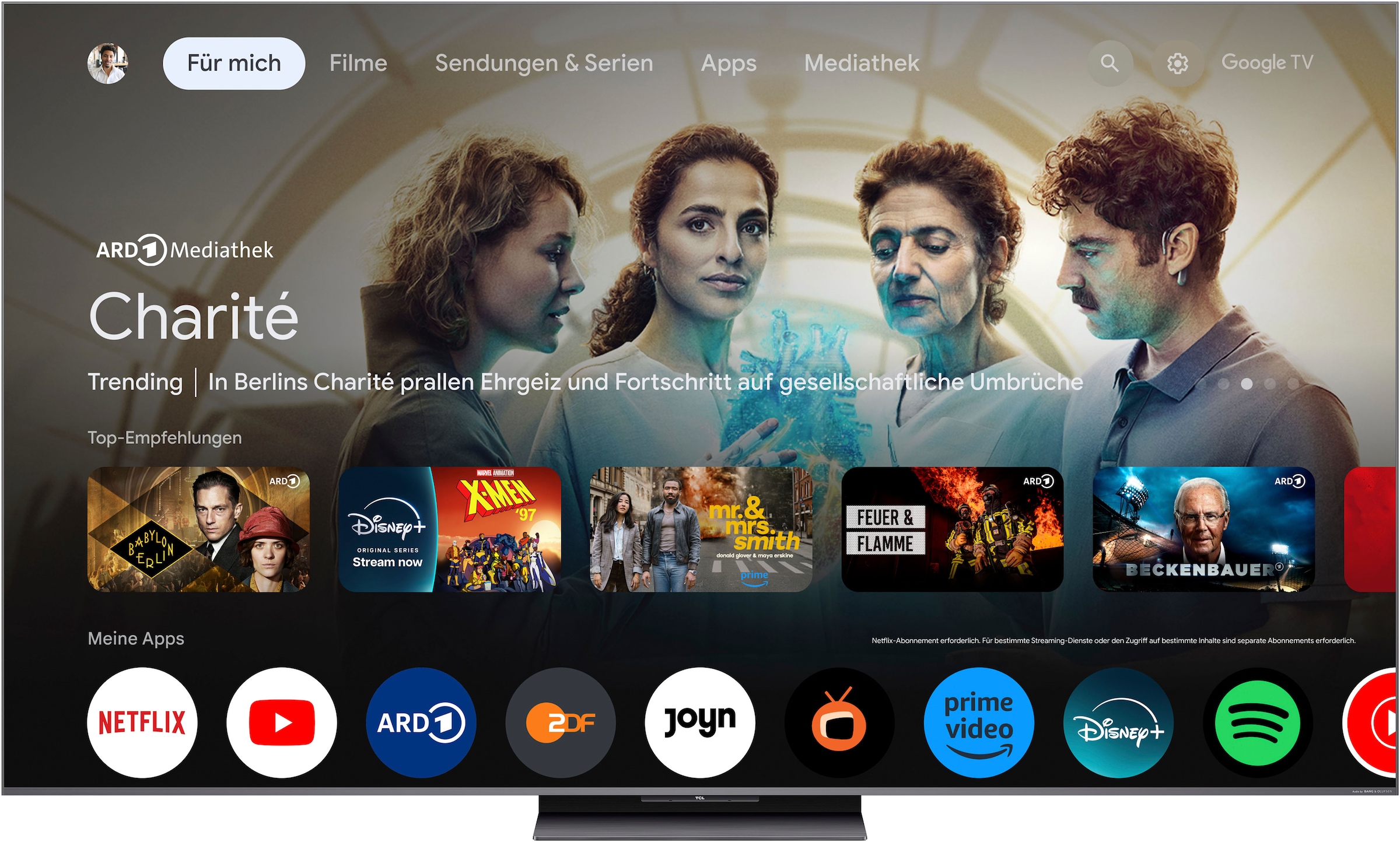 TCL QLED Mini LED-Fernseher »85Q8CX7«, 4K Ultra HD, Google TV-Smart-TV, Audio von Bang & Olufsen, Smart TV, Apple TV, 144Hz, 4K HDR, Multi-HDR