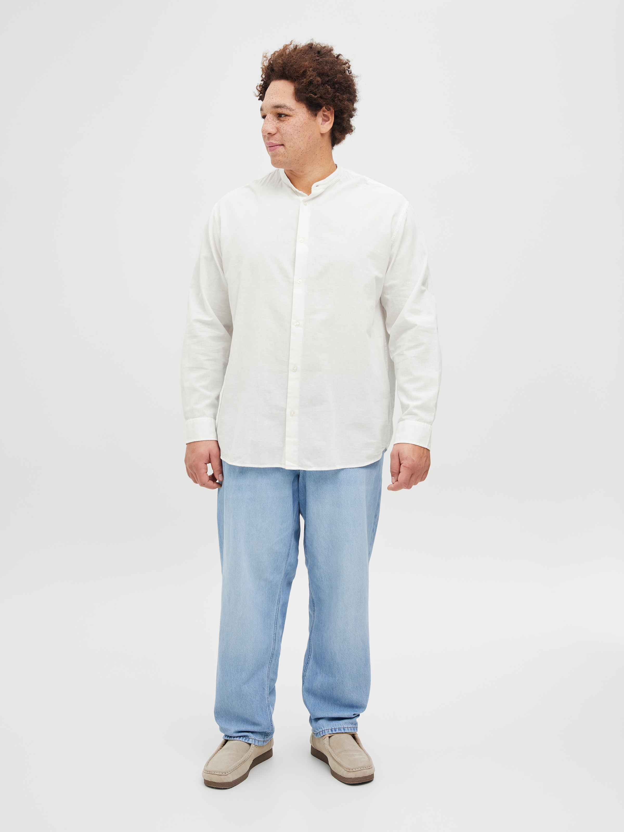 Jack & Jones PlusSize Langarmhemd »JJEBREEZE LINEN BLE BAND SHIRT LS SN PLS«