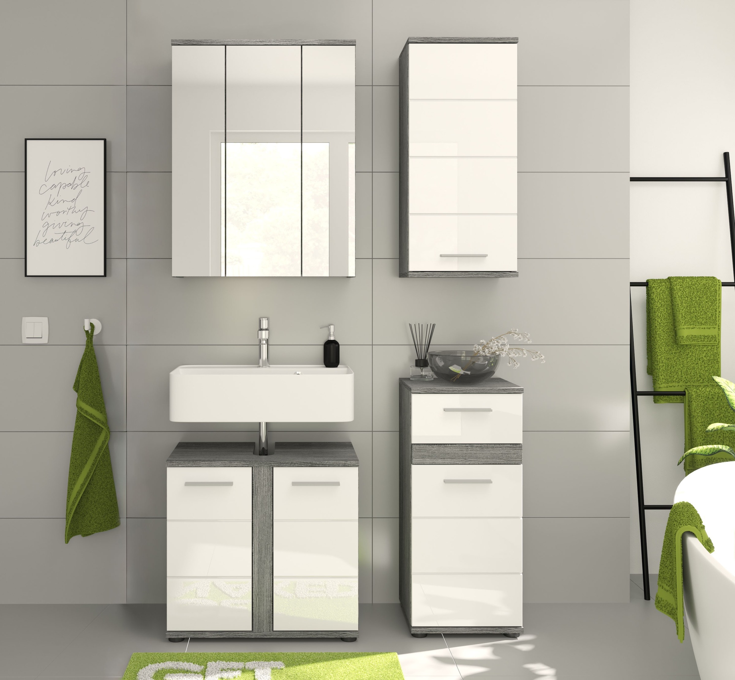 welltime Badmöbel-Set »LUCCA, 4-teilig, TOPSELLER!, MDF Hochglanzfront, bes günstig online kaufen