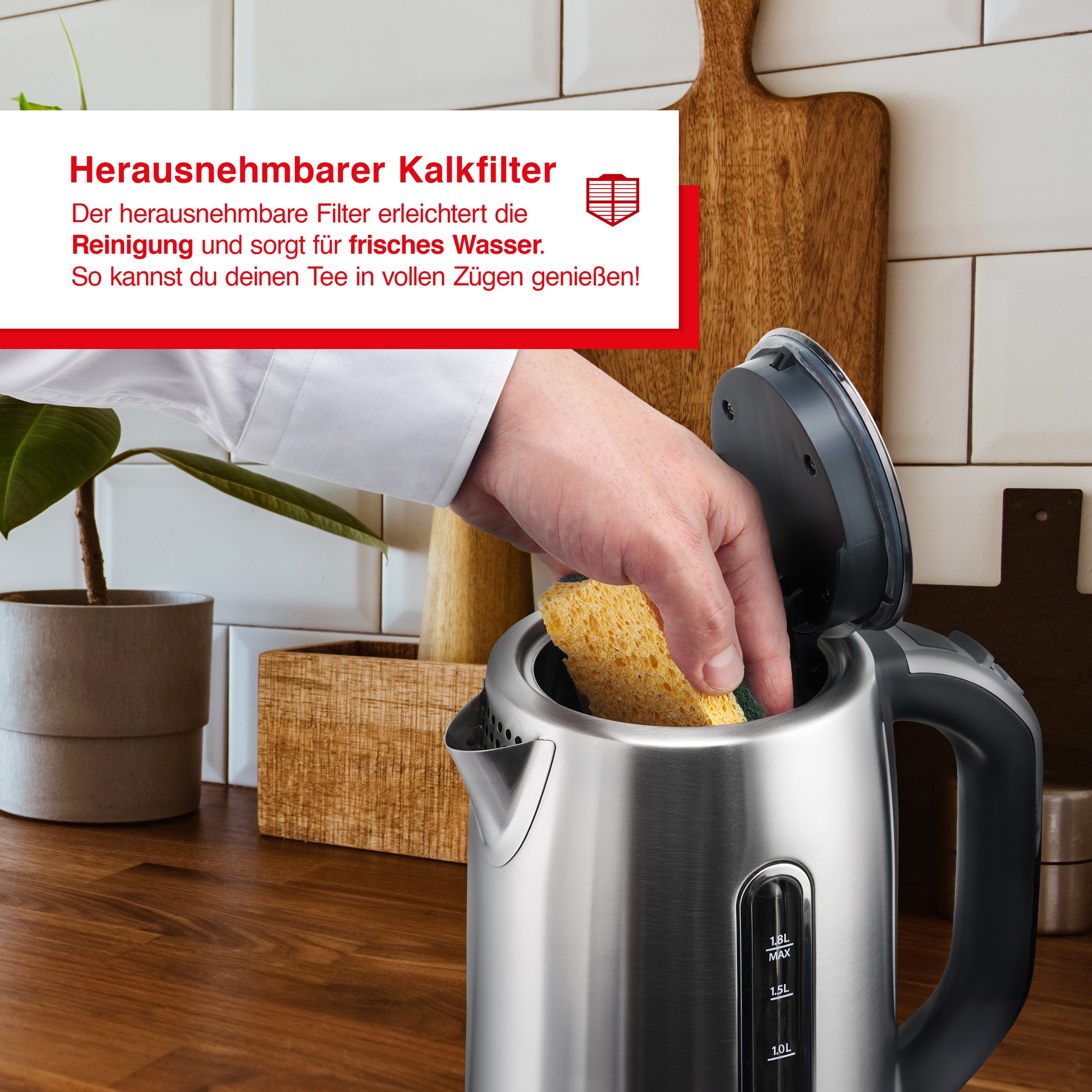 SOLIS OF SWITZERLAND Wasserkocher »Flexi Temp Kettle(Typ 5519)«, 1,8 l, 2200 W, Digitaler Wasserkocher, Edelstahl