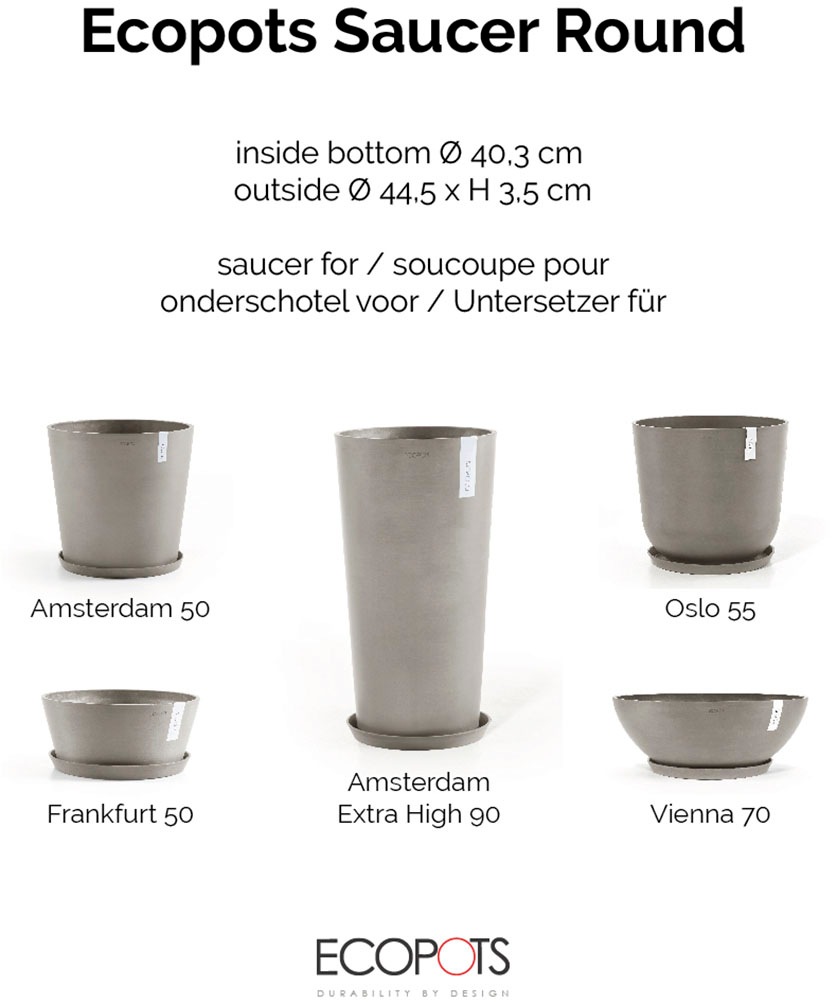 ECOPOTS Blumentopfuntersetzer »ROUND SAUCER Taupe« BxTxH: 44,5x44,5x3,5 cm