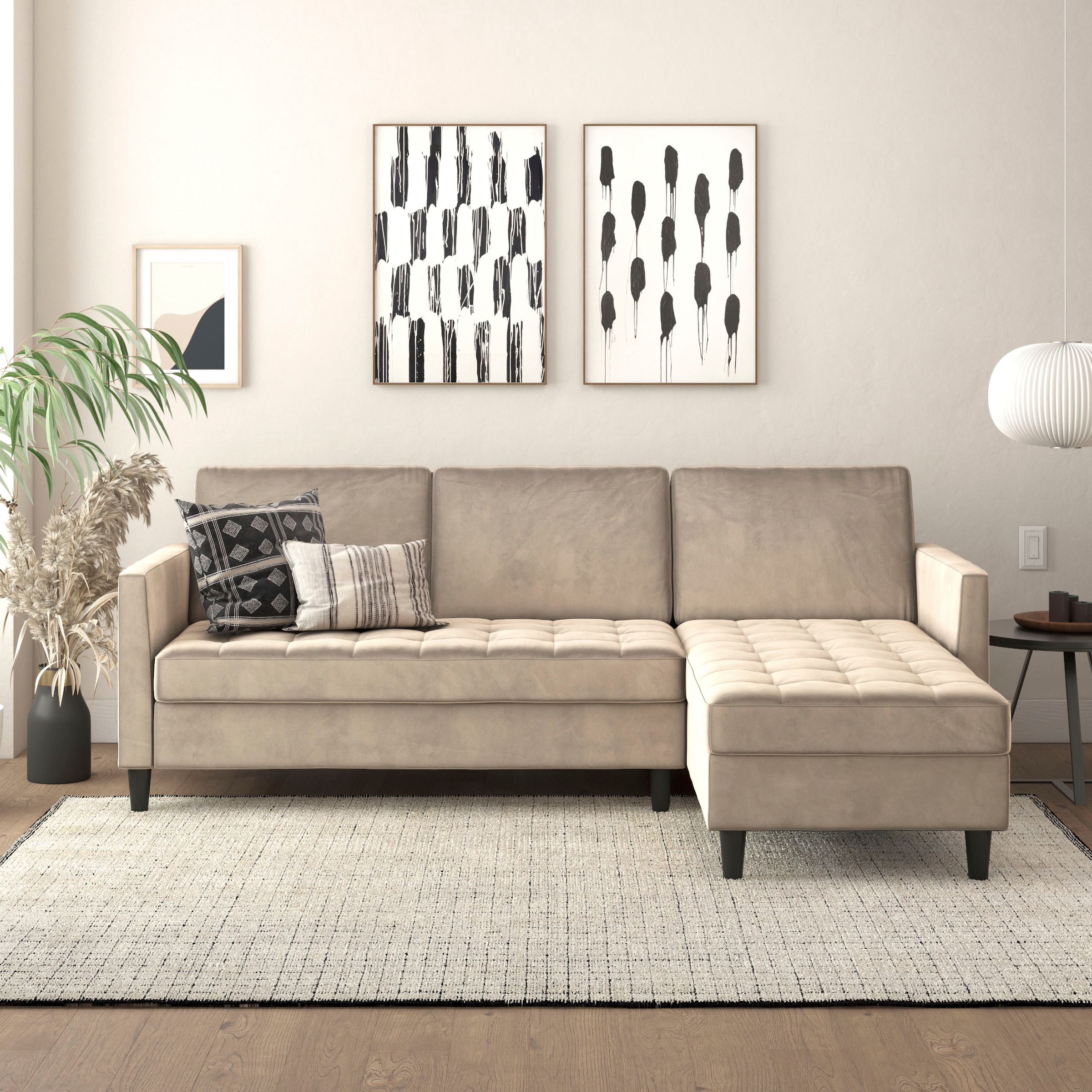Dorel Home Ecksofa »Presley, L-Form,«, Ecksofa mit Bett-Funktion und Stauraum, verstellbare Rückenlehne